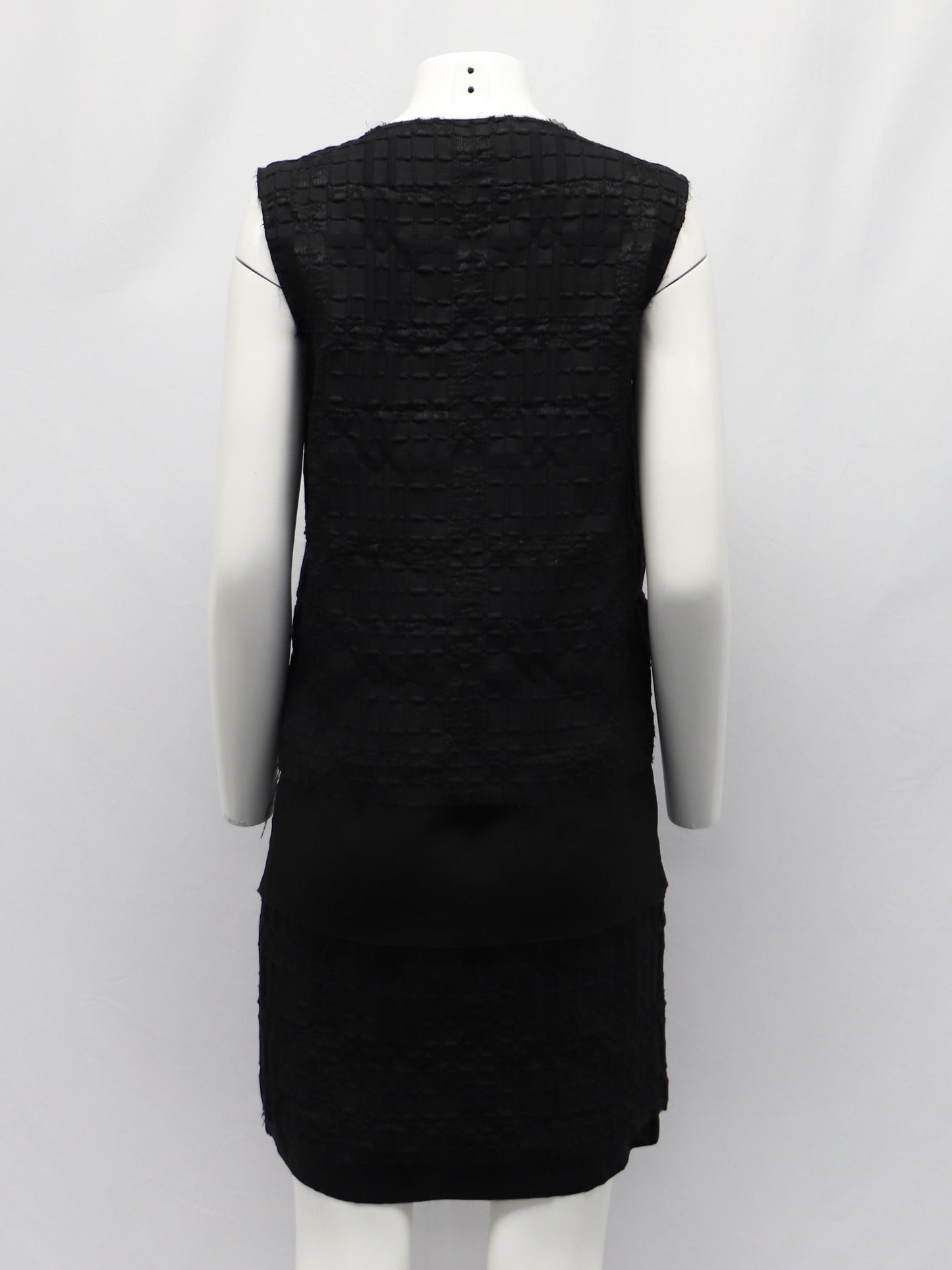 Women's Maison Margiela Waffle Print Shift Dress in Black Polyester Viscose