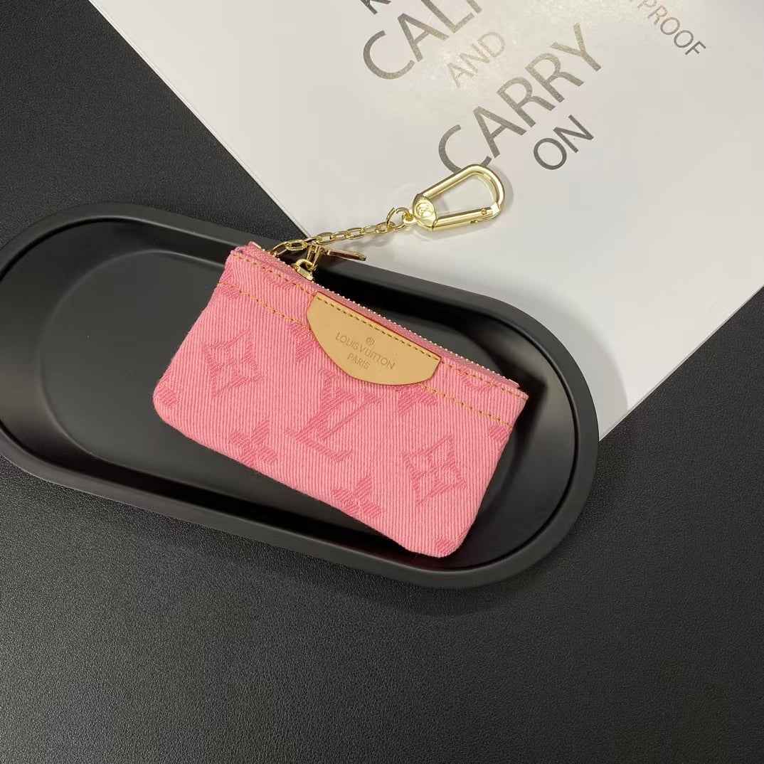 Luxury Monogram Coin Pouch – Stylish & Compact Keychain Wallet