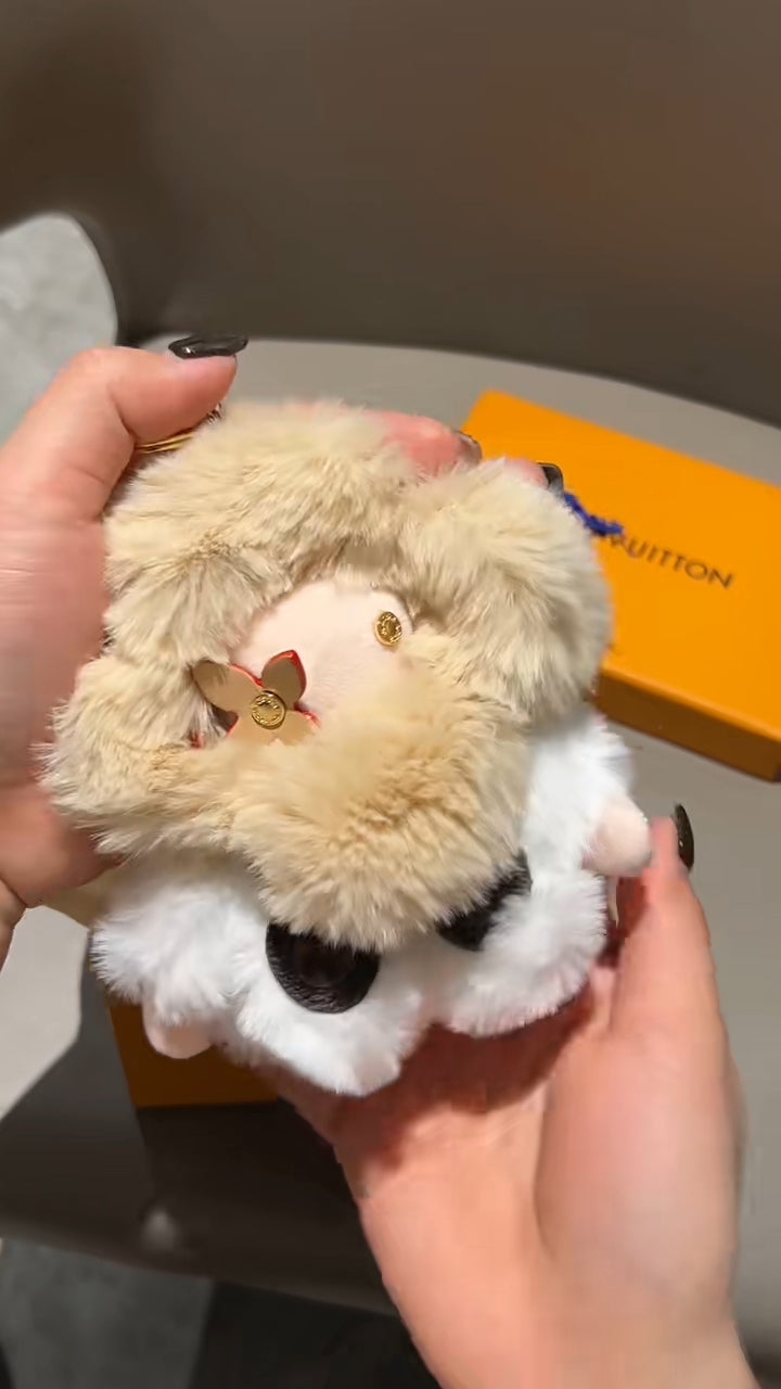 Fluffig söt solros plysch nyckelring