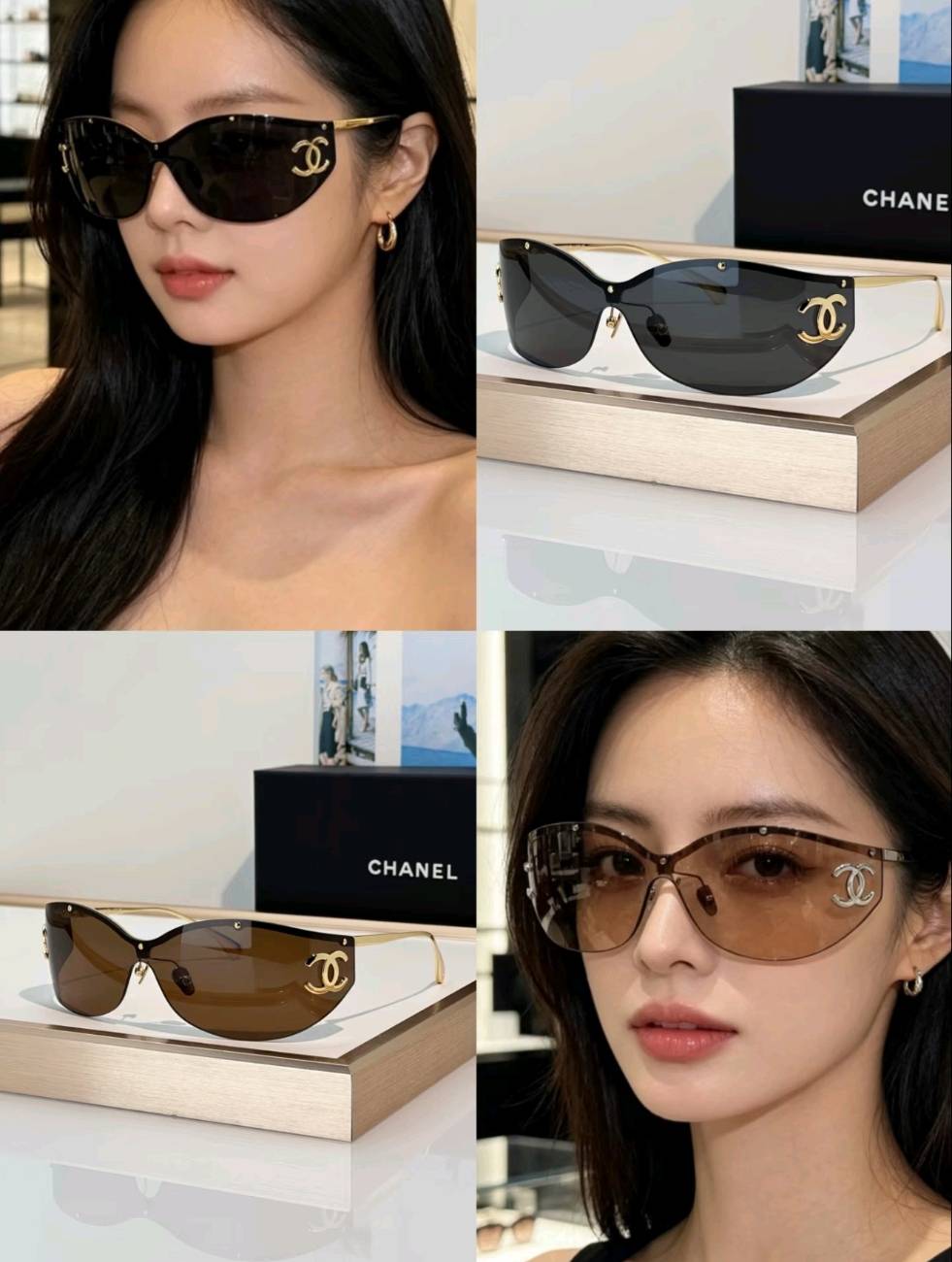 Nueva llegada, gafas de sol envolventes sin montura de alto lujo