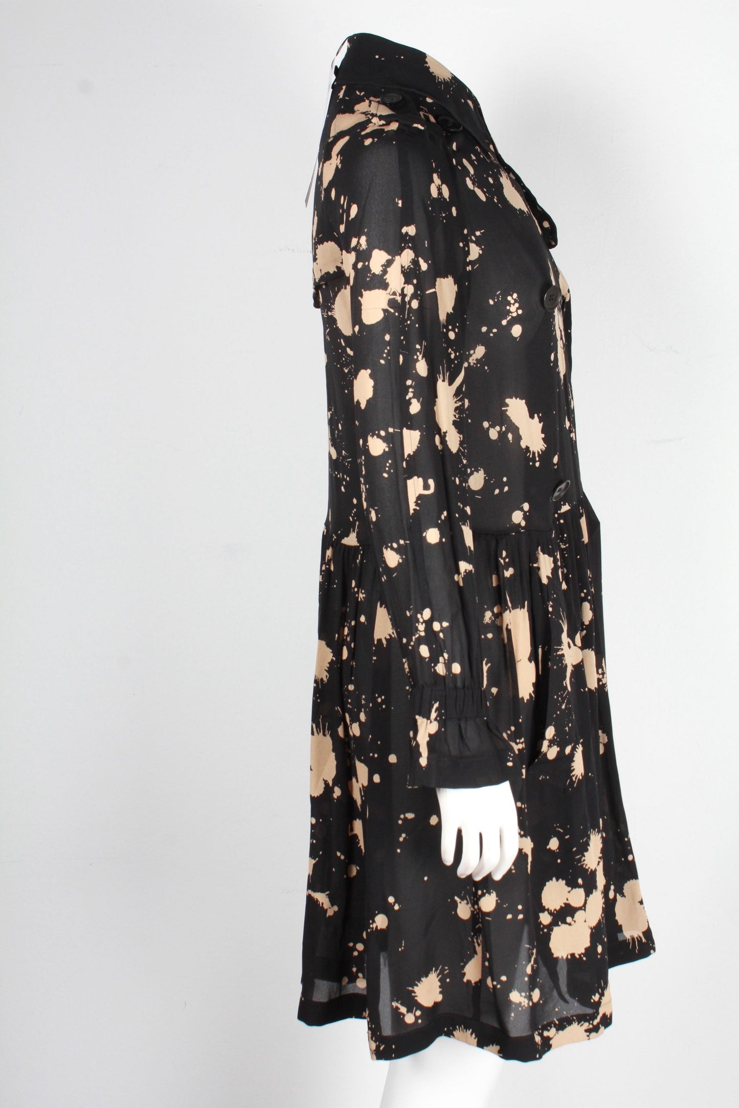 Women's Burberry Printed Long Sleeve Dress in Black Polyester