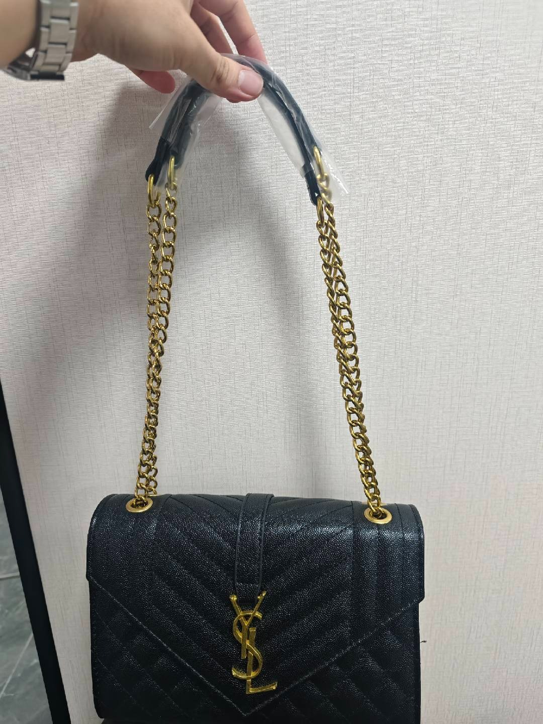 Black Quilted Chain Crossbody Bag