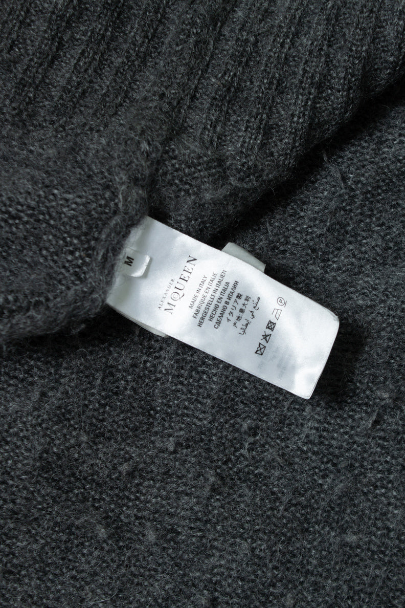 Men's Alexander McQueen, Grey distressed cardigan