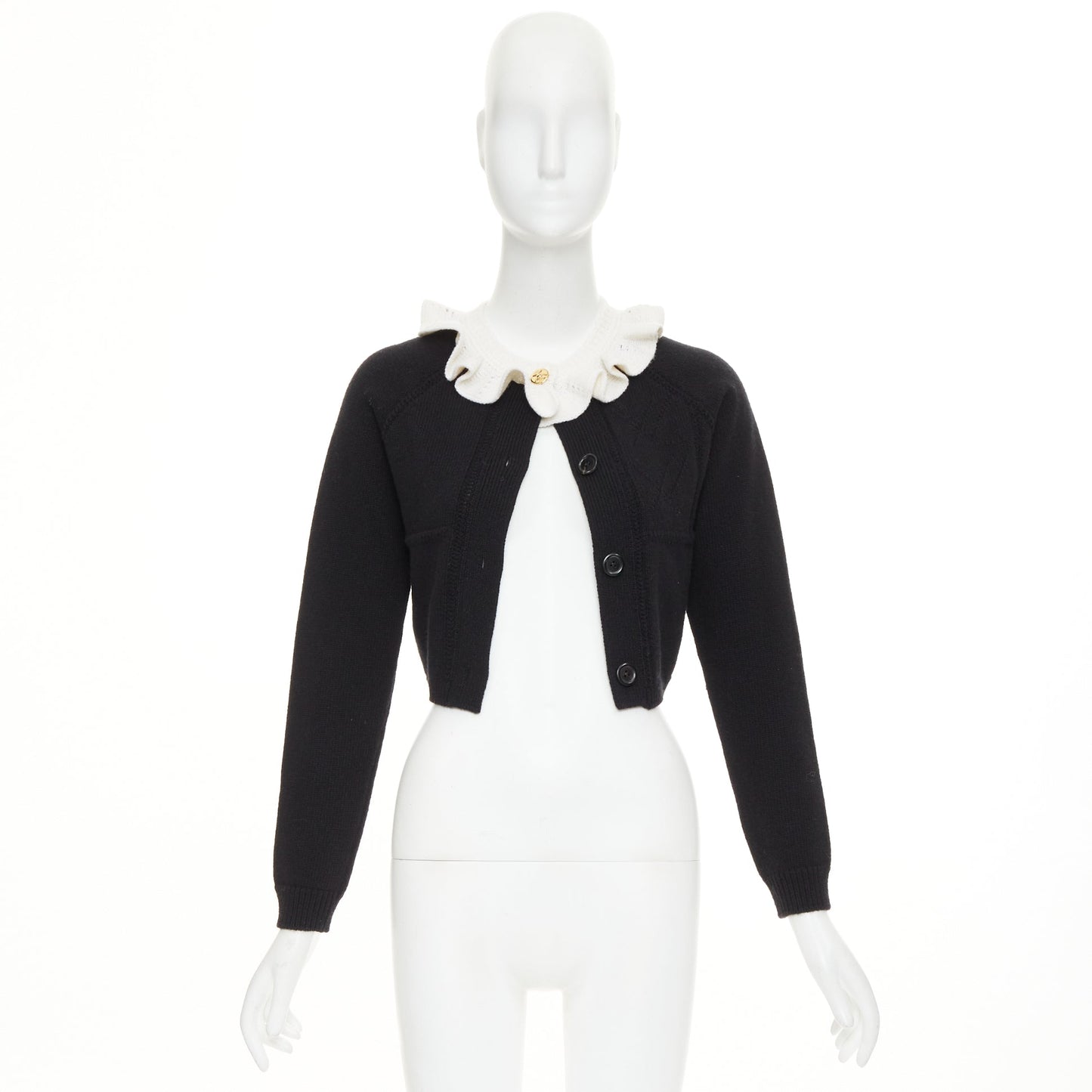 Women's Louis Vuitton wool blend ruffle collar cardigan