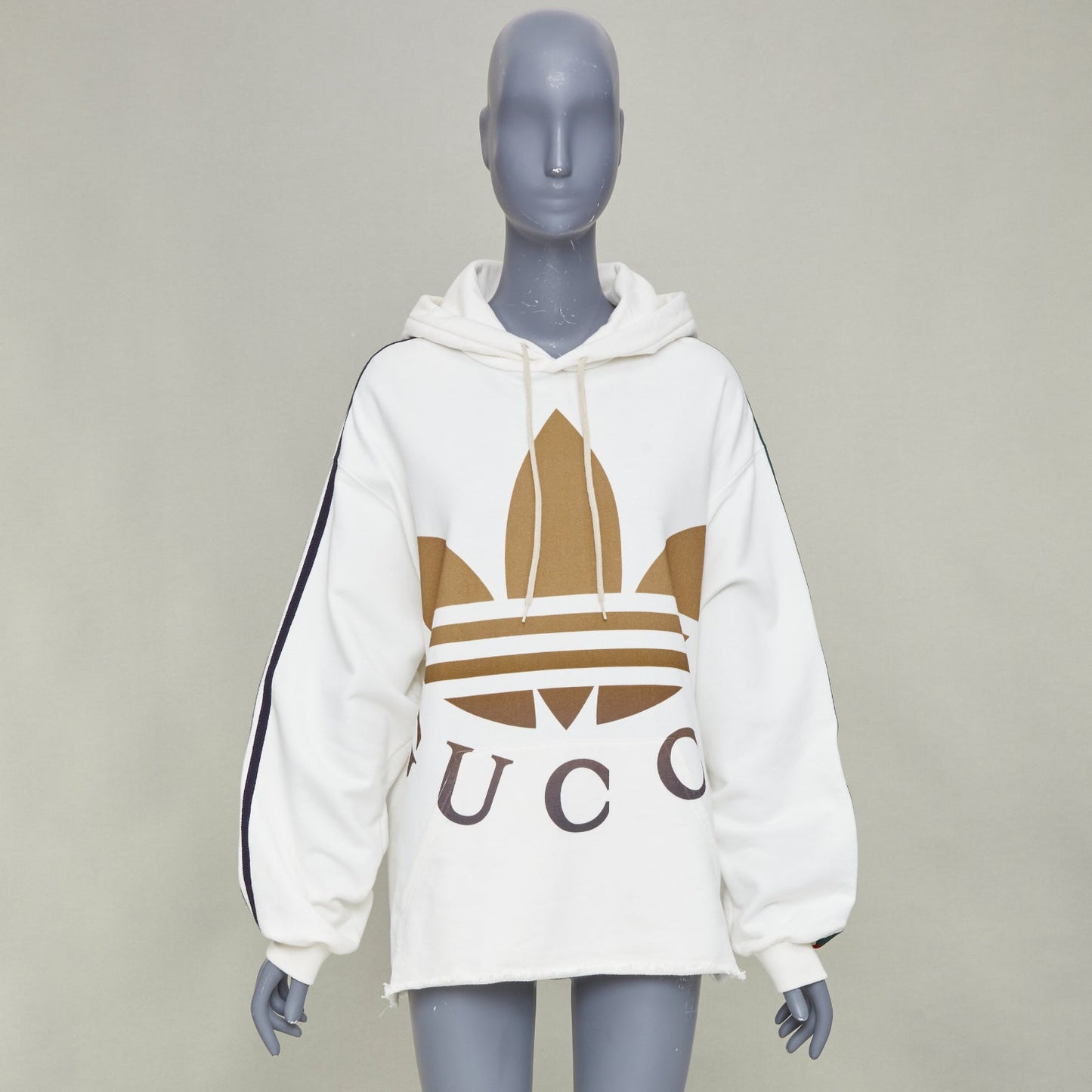 Women's Gucci Adidas Trefoil raw hem hoodie