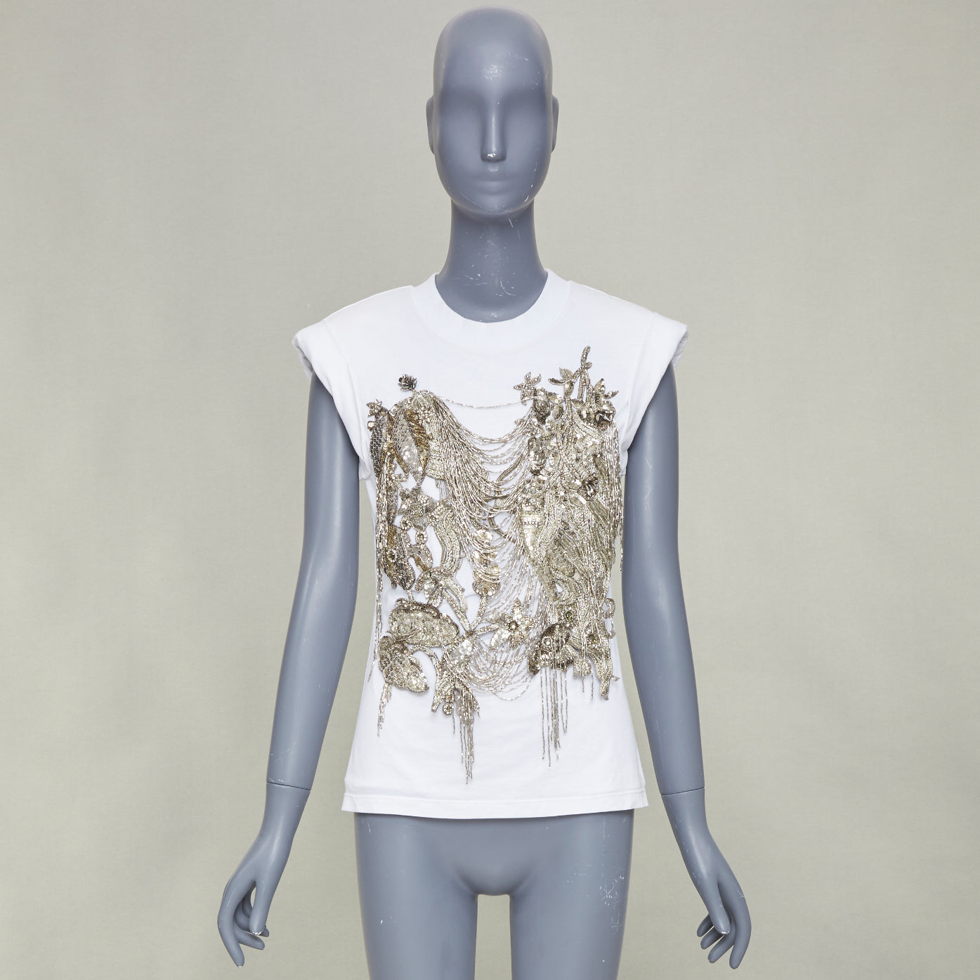 Women's Alexander McQueen sequin chain embroidered top