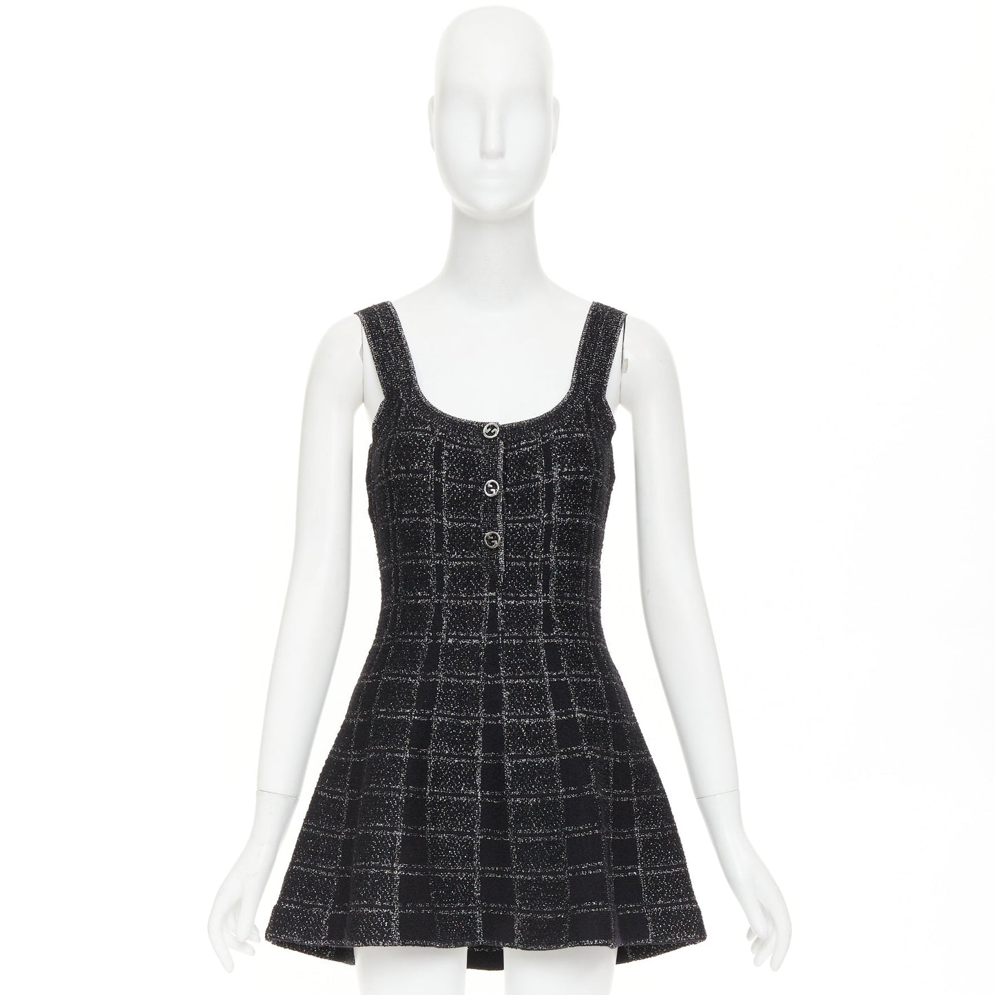 Women's Gucci lame check jacquard logo mini dress