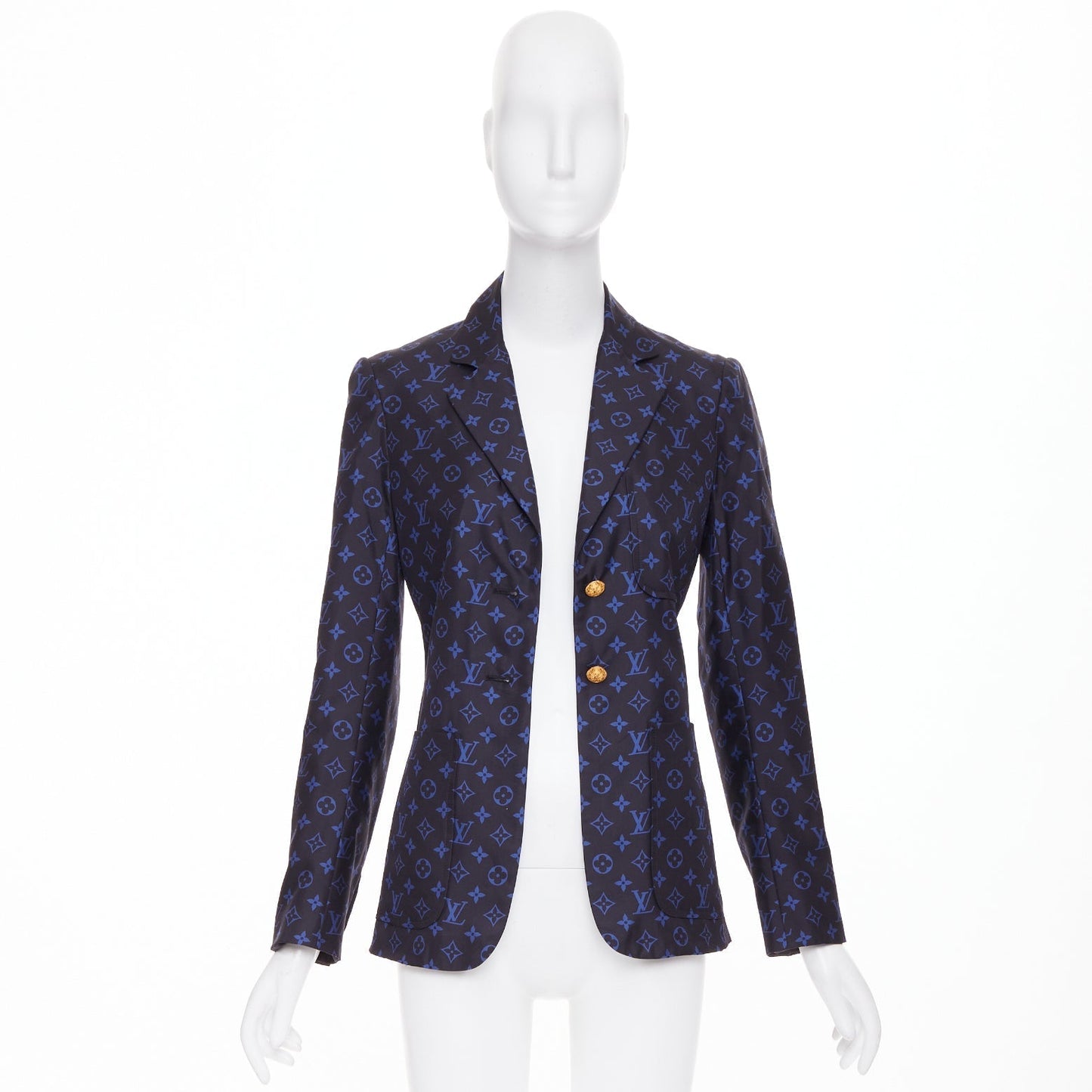 Women's Louis Vuitton lightweight silk monogram button blazer