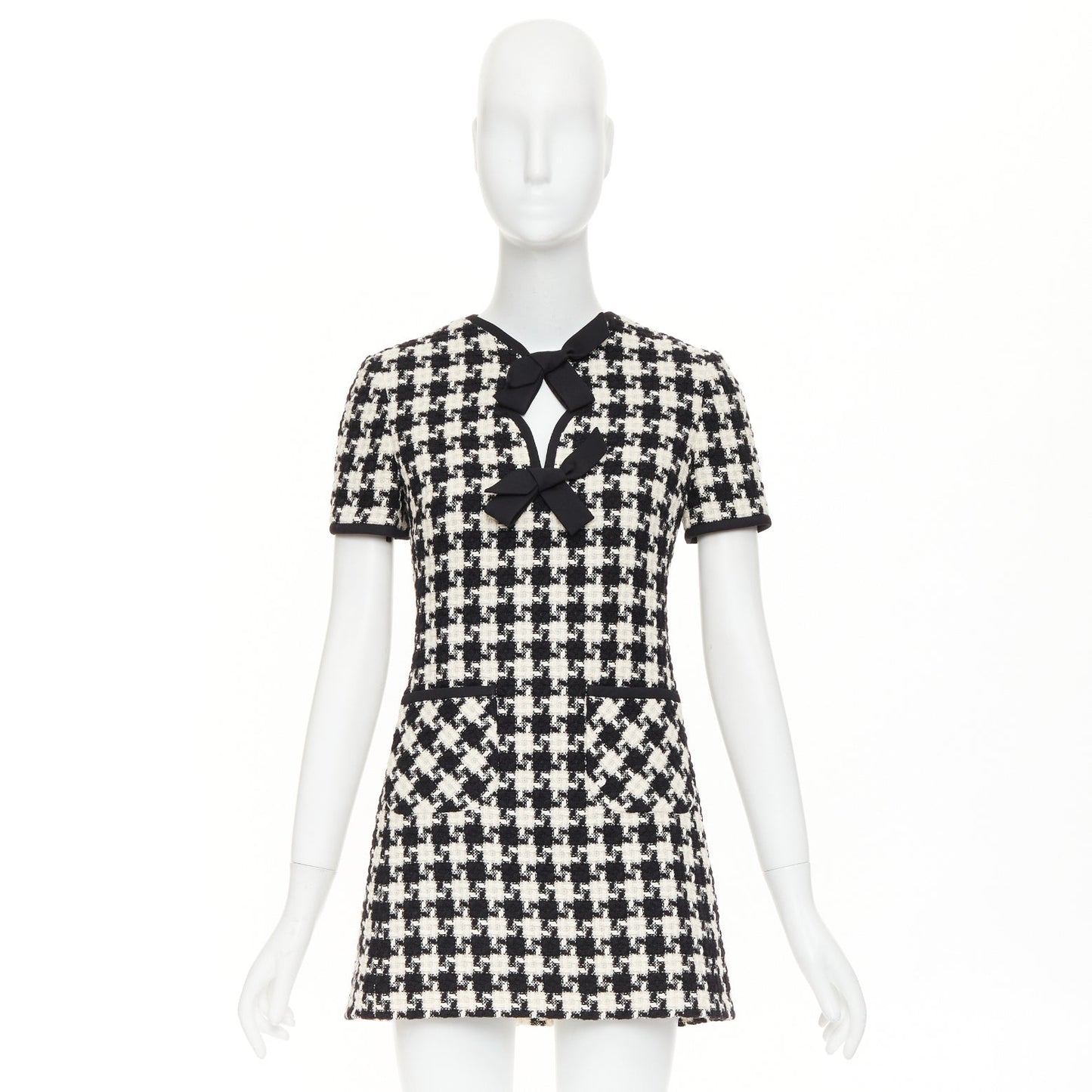 Women's Valentino houndstooth tweed cutout bow mini dress