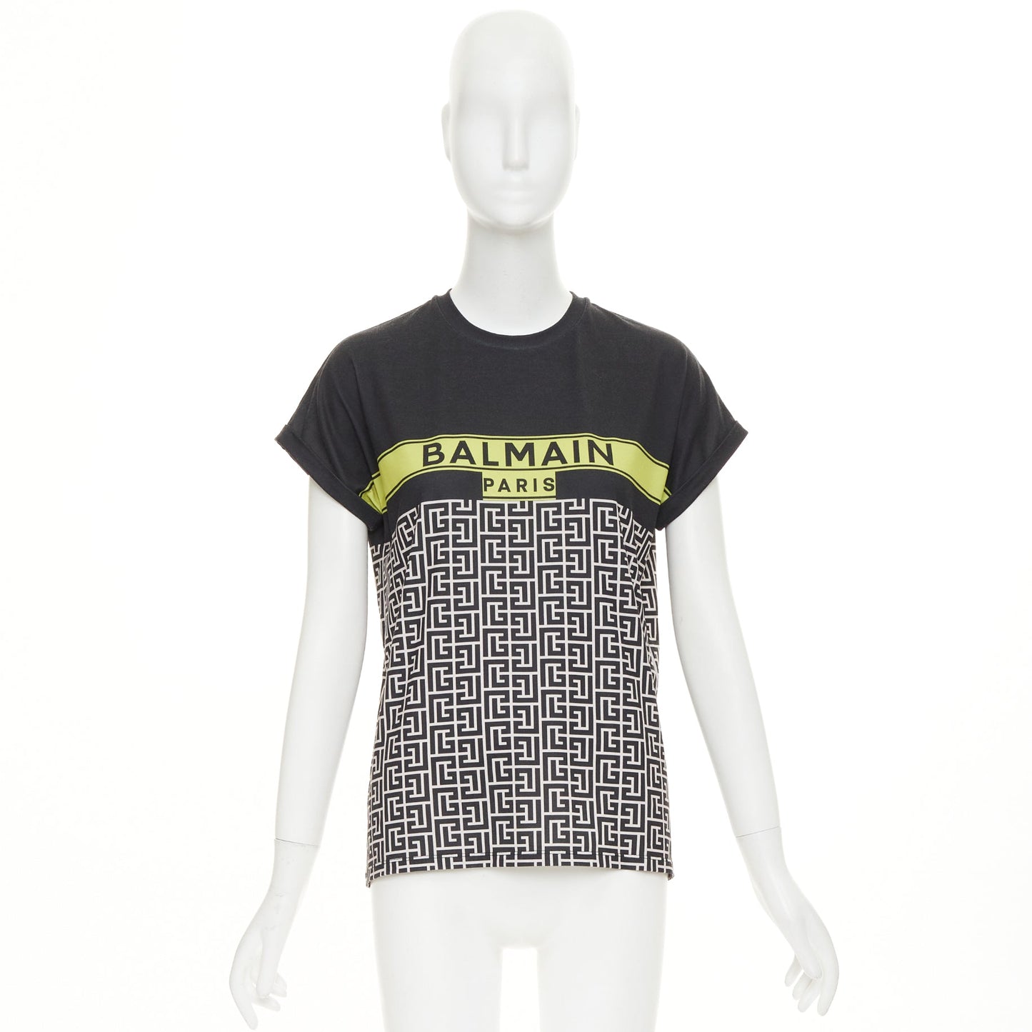 Women's Balmain logo graphic printed rolled sleeves tshirt