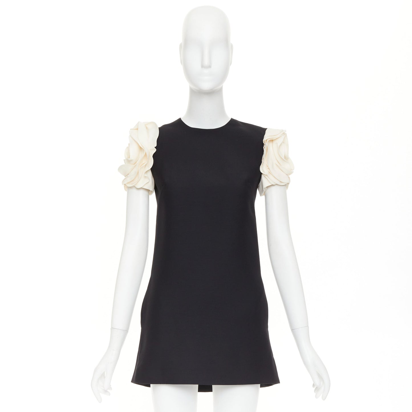 Women's Valentino Crepe Couture rosette floral sleeve dress