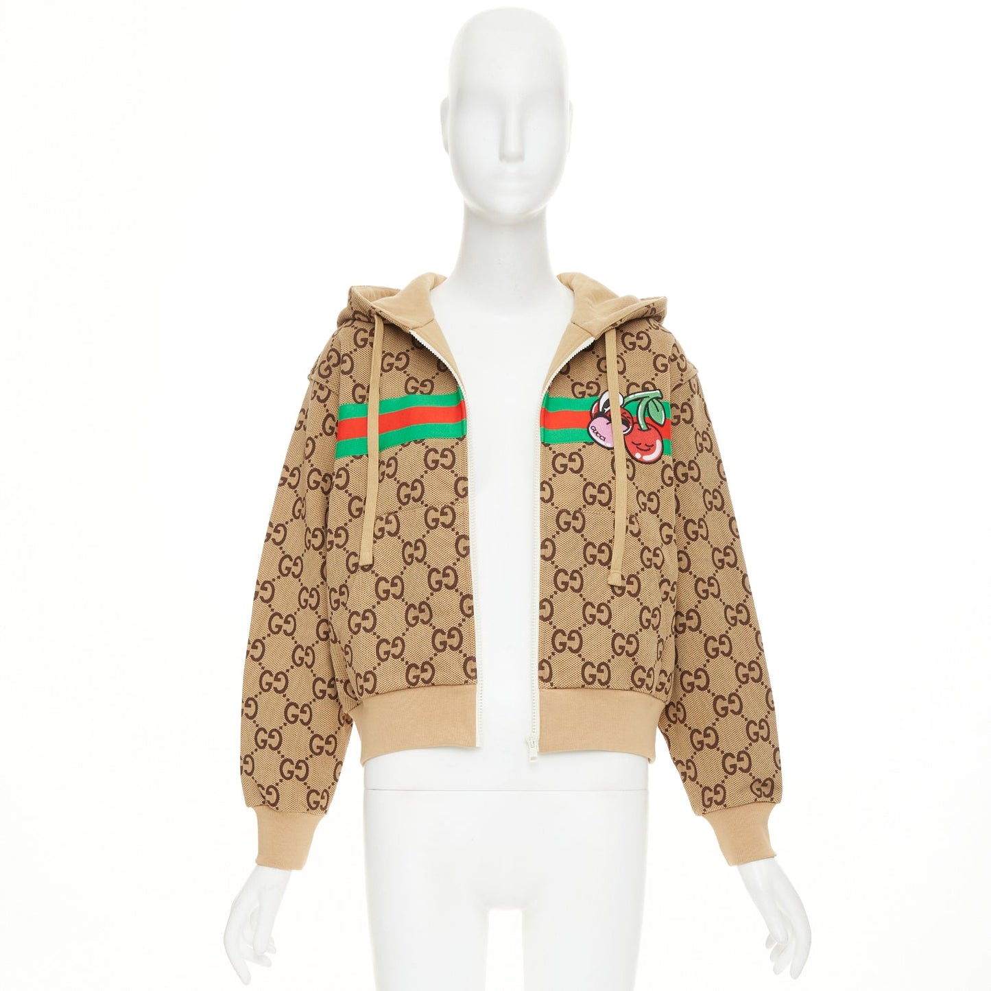 Women's Gucci GG canvas jacquard Web stripe zip hoodie