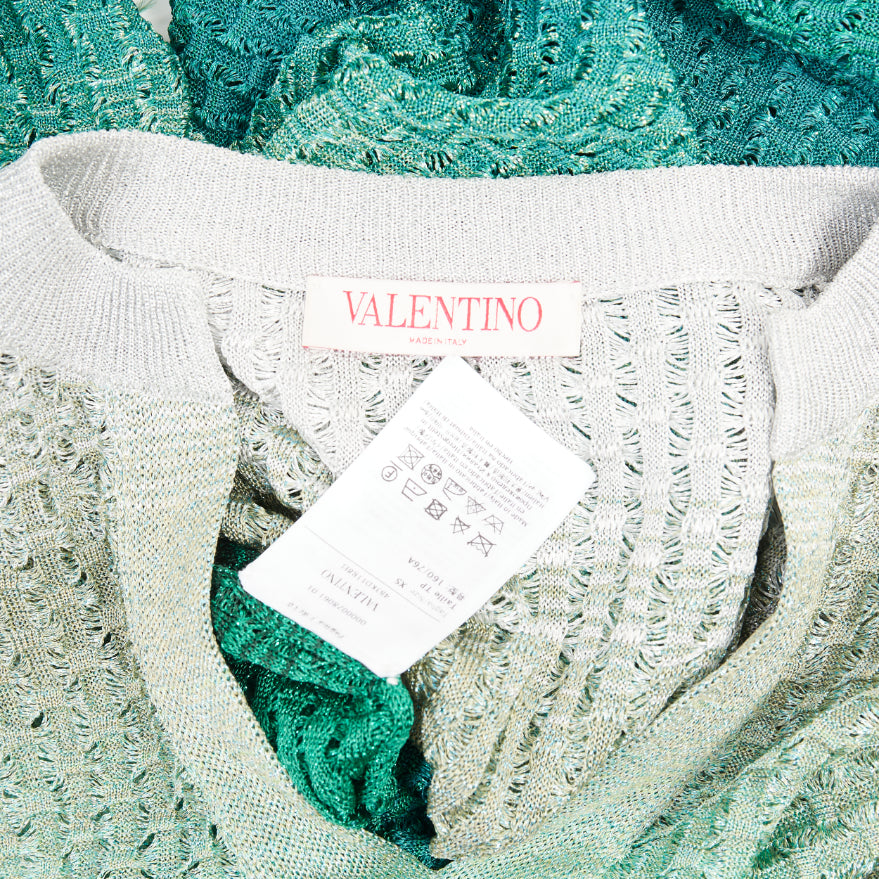 Women's Valentino lurex ombre ostrich feather trim knitted top