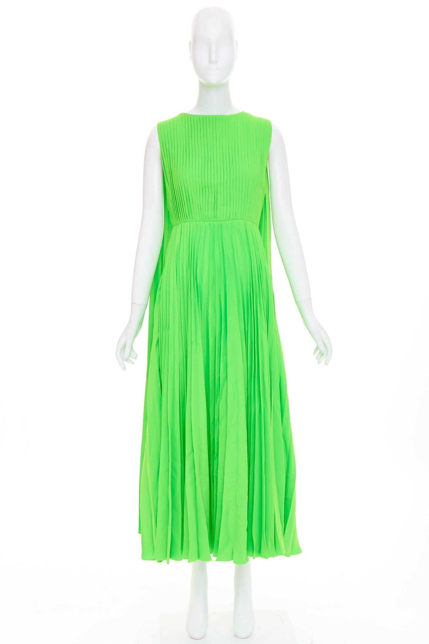 Women's Valentino accordion pleated caped shoulder crepe dress
