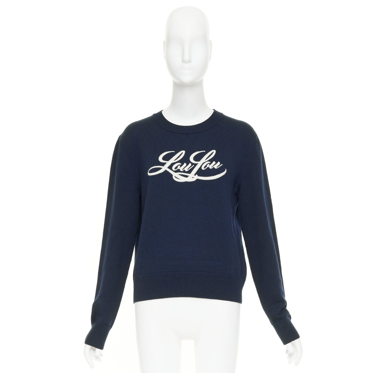 Women's Saint Laurent LouLou Script wool embroidered sweater