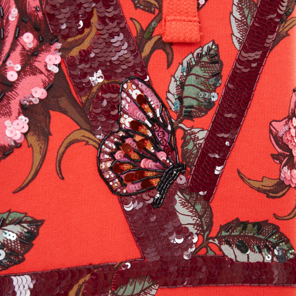 Women's Valentino VLogo sequin butterfly rose embroidery hoodie