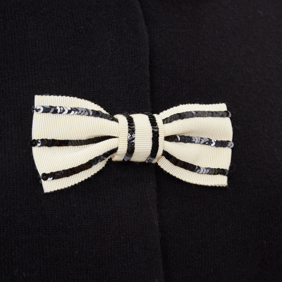 Women's Valentino wool striped sequin trio bow knit cardigan