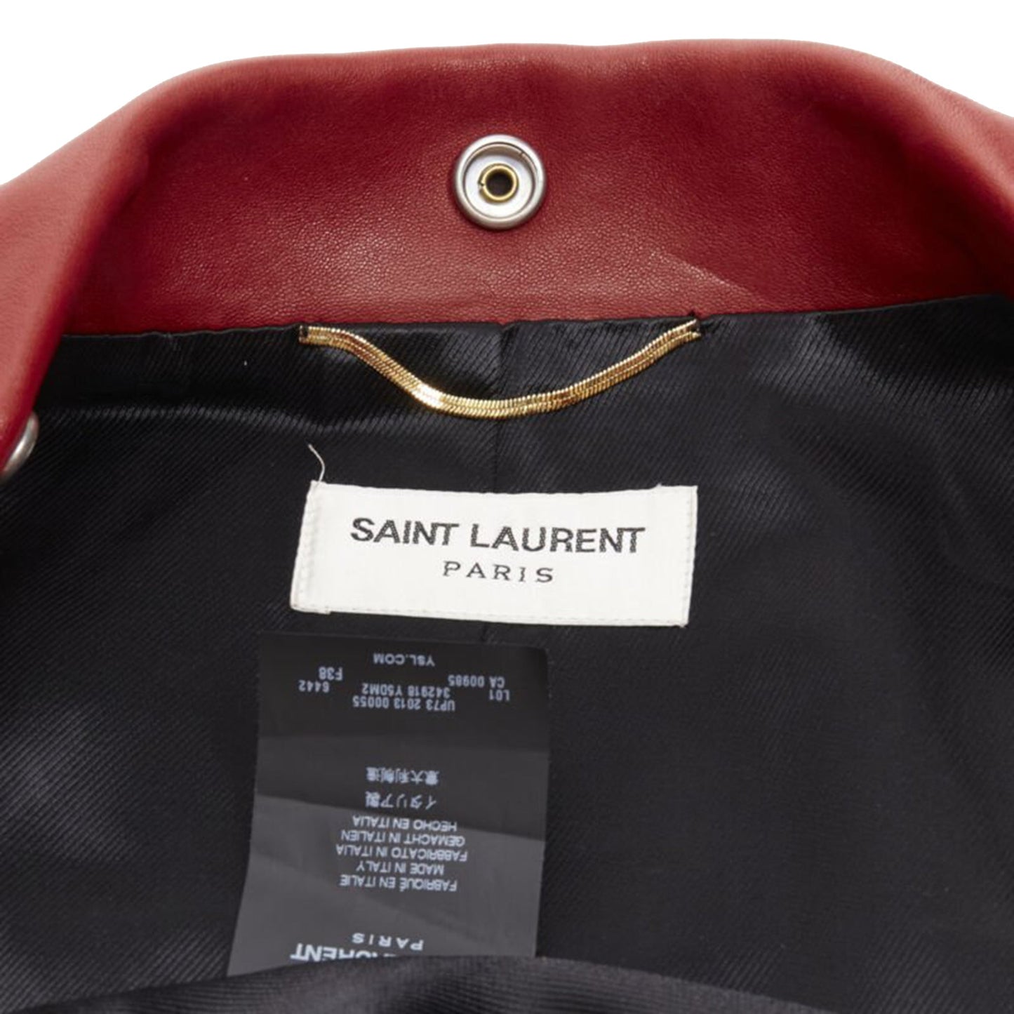 Women's Saint Laurent red lambskin leather moto biker jacket