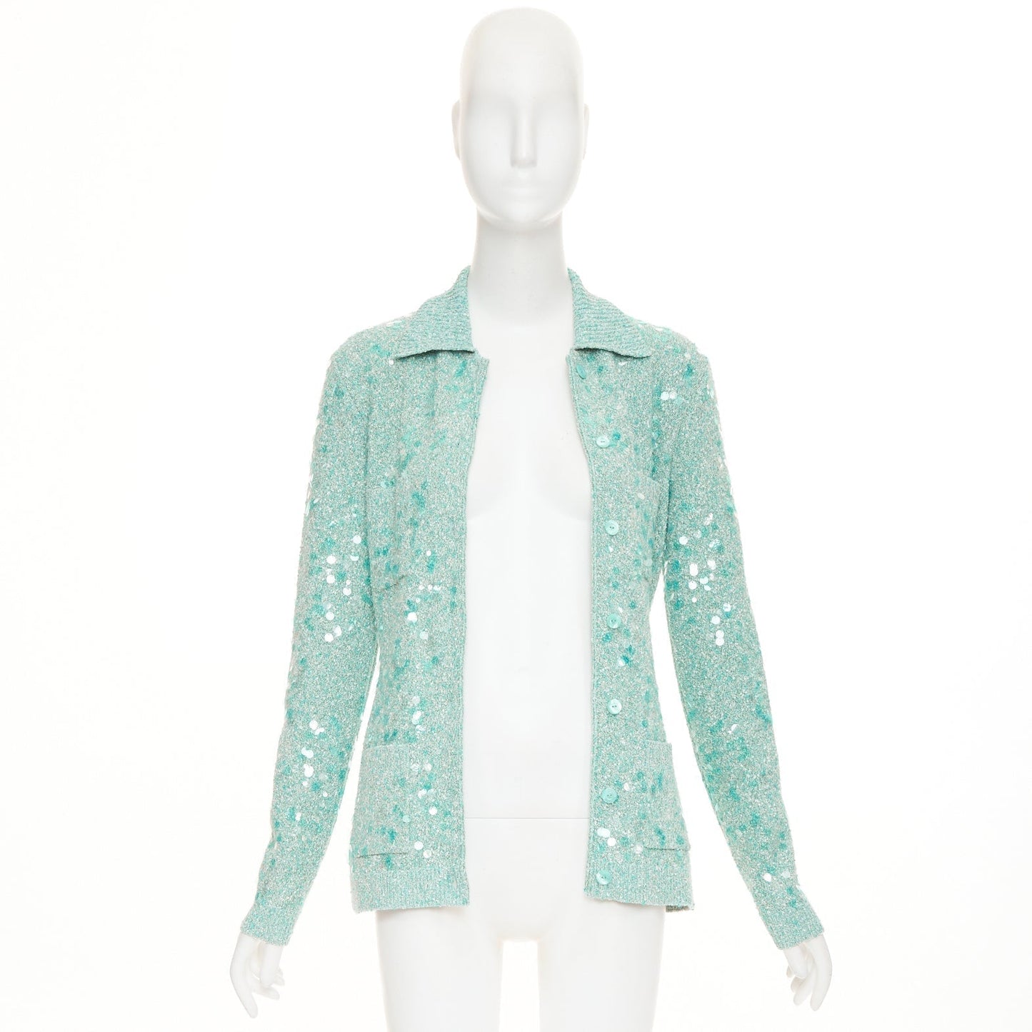 Women's Gucci tweed blend polo sequin knit cardigan