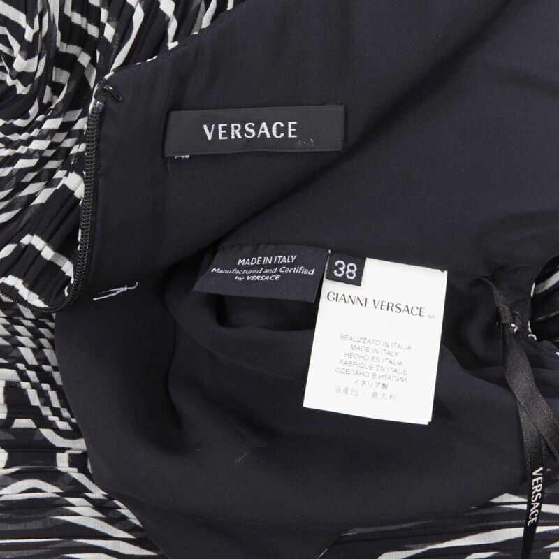 Women's Versace silk swirl print ruche pleated cocktail dress