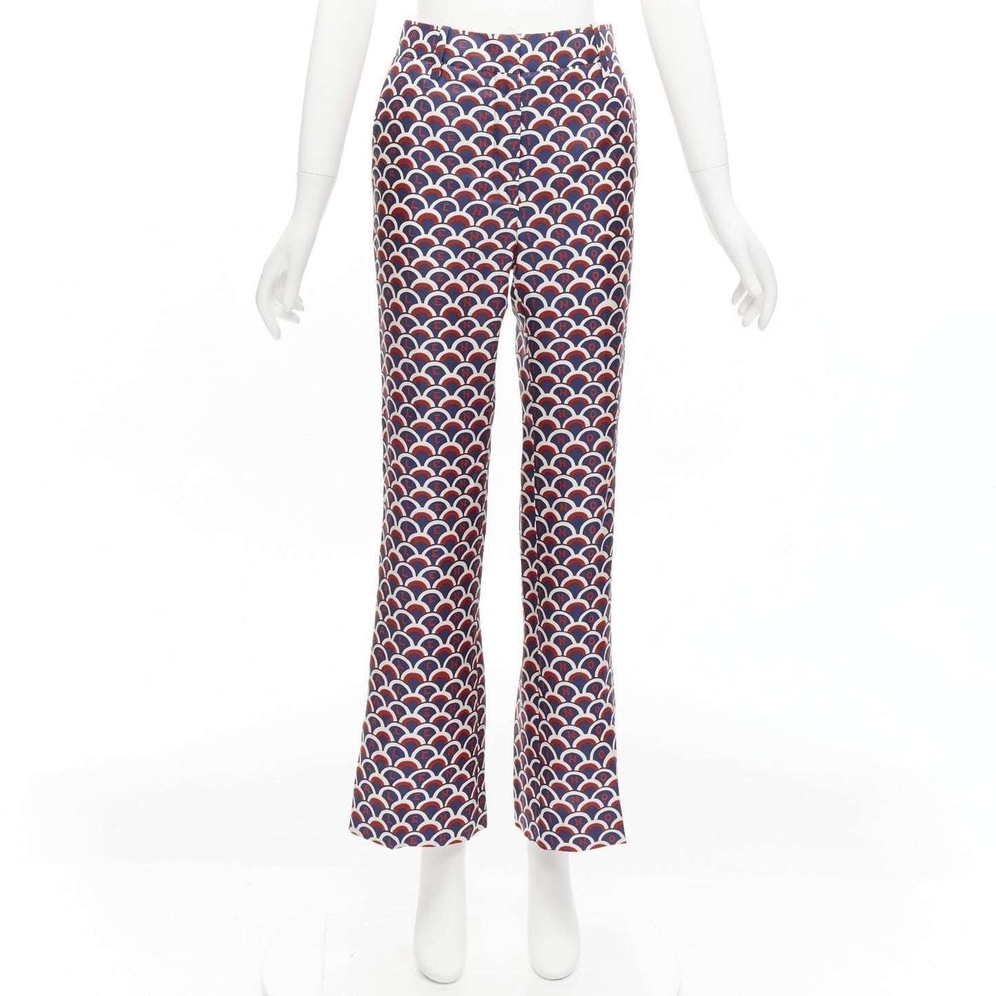 Women's Valentino silk scallop print logo print flared pants