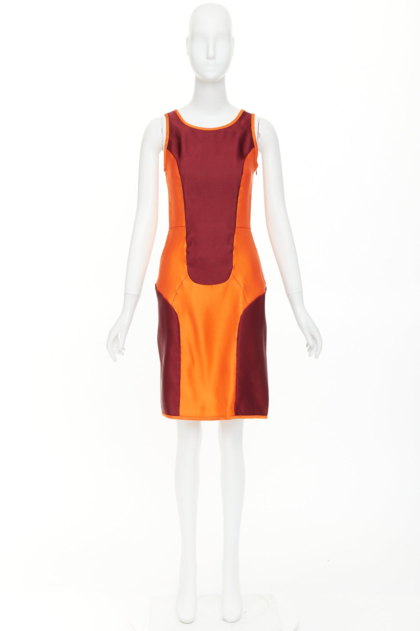 Women's Miu Miu Sportif geometric silk satin panelled dress