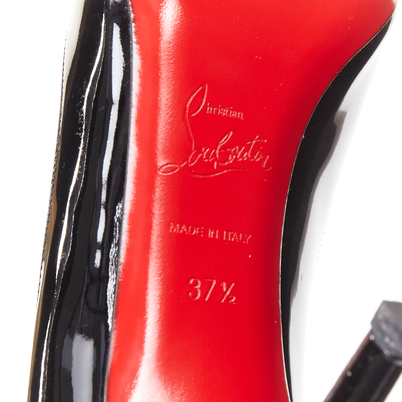 Women's Christian Louboutin You You black patent leather peep toe heels