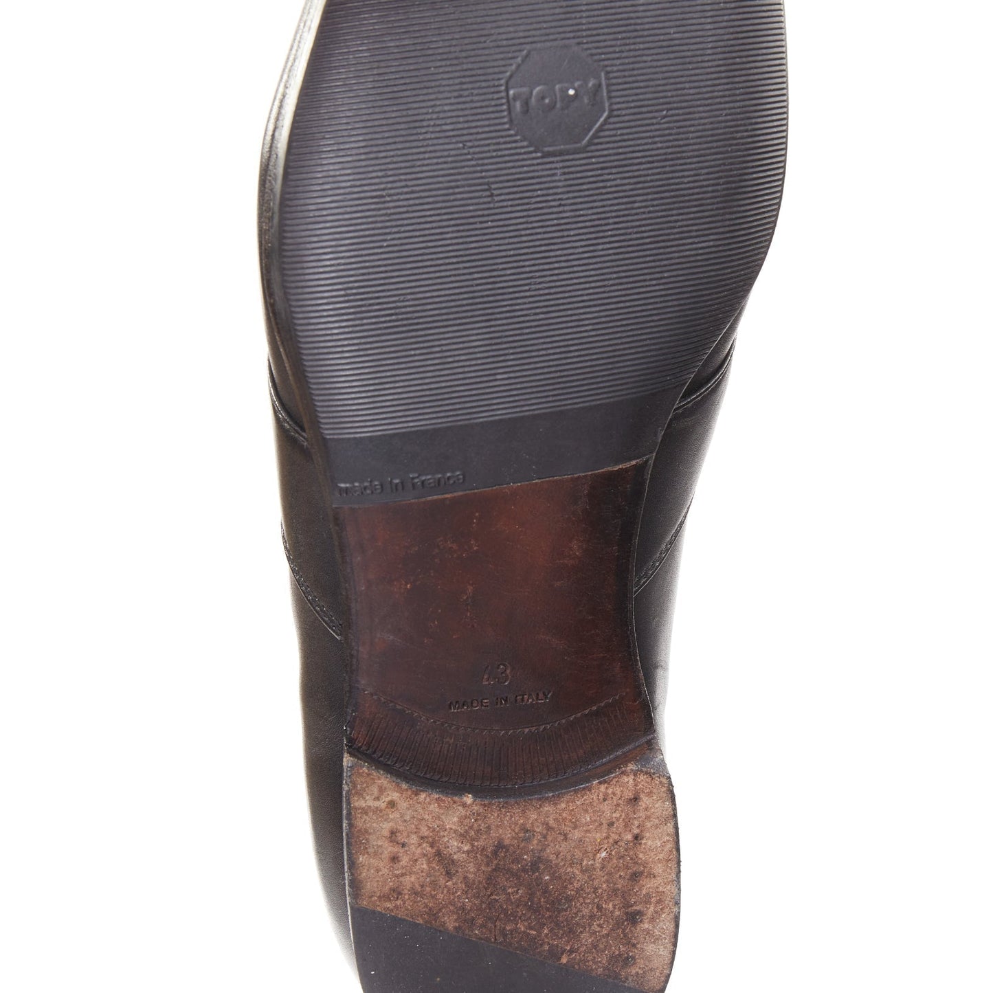 Men's Bottega Veneta black leather dual tonal chain loafers