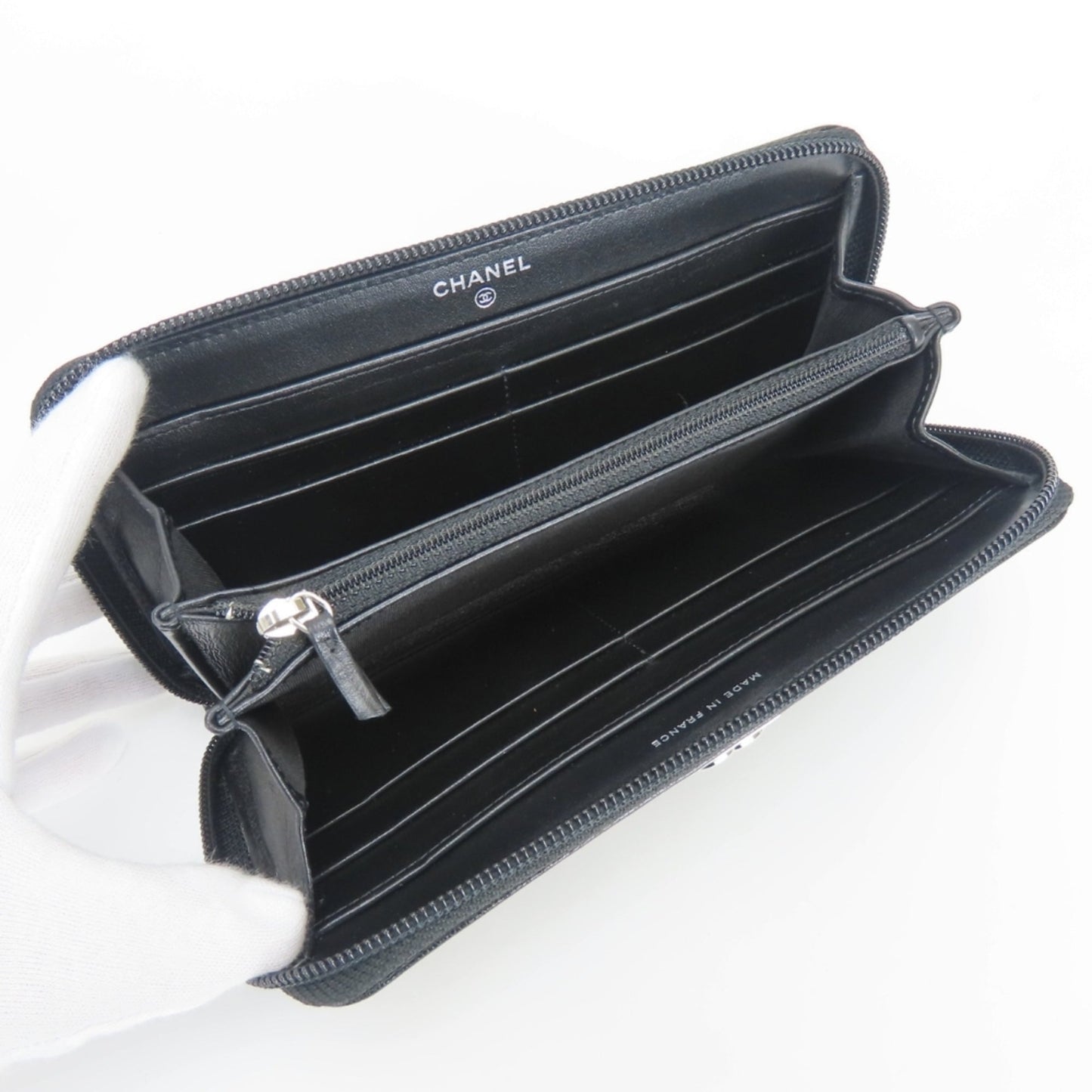 Boy Zip Around Wallet Quilted Caviar Long