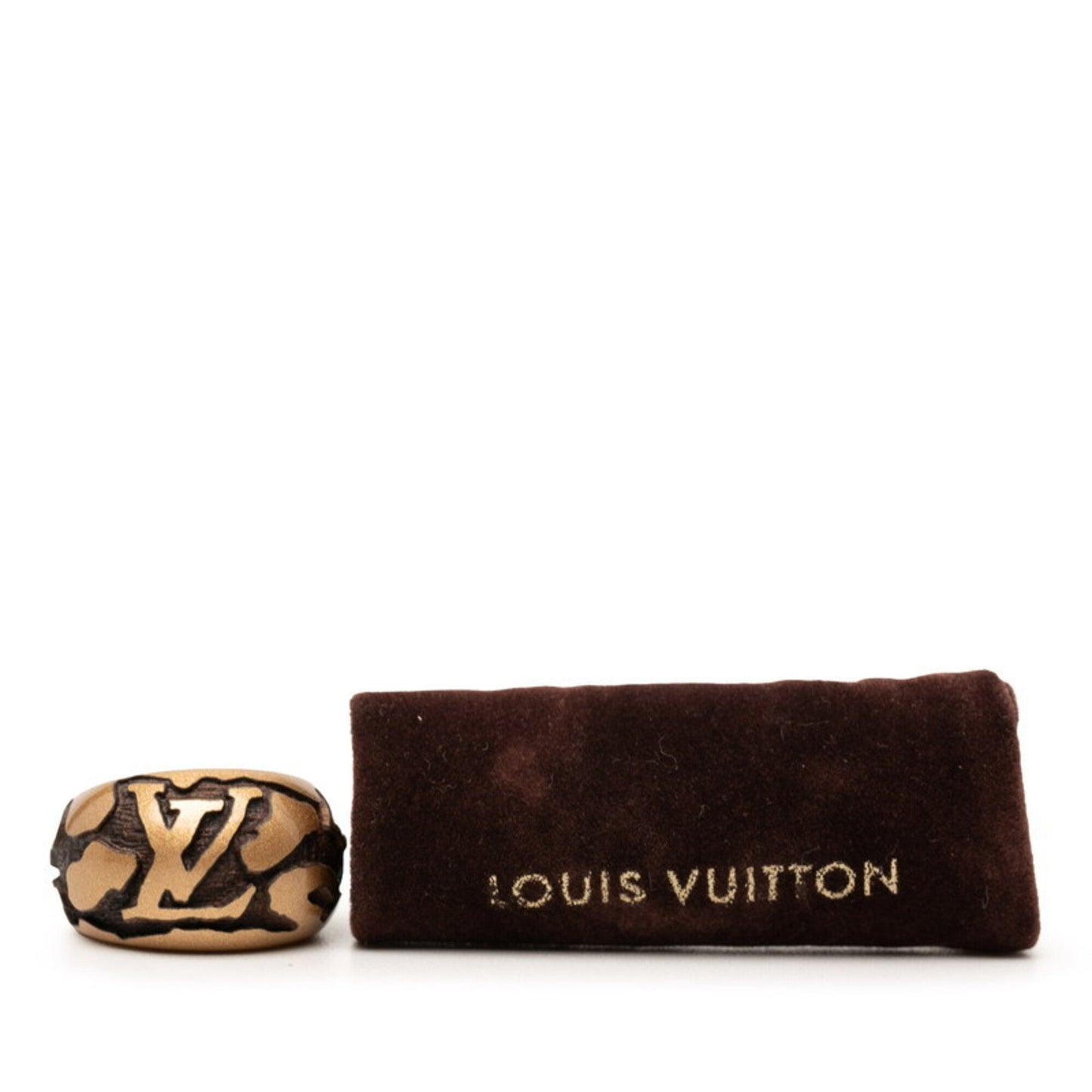Band Ring Brown Wood and Metallic Gold