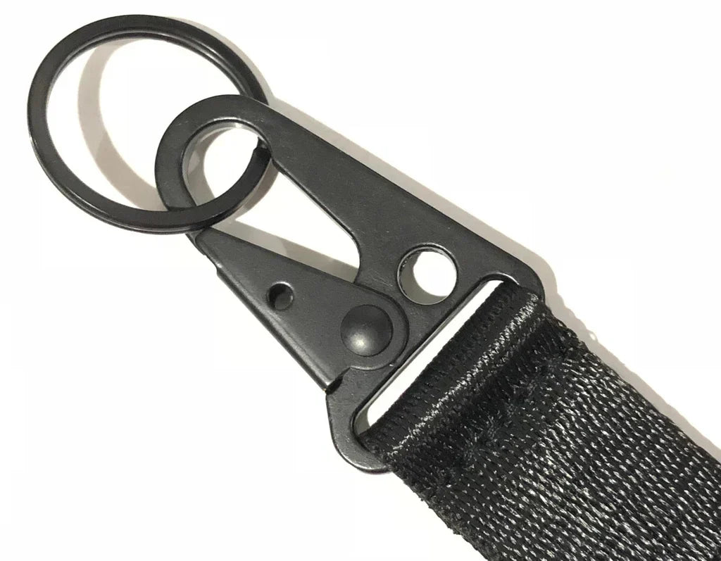 BRAND NEW Black Racing Keychain Metal key Ring Hook Strap Lanyard Universal