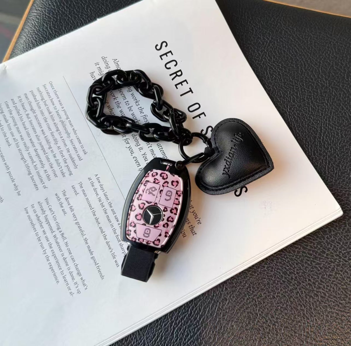 Pink Leopard Keychain-Benz