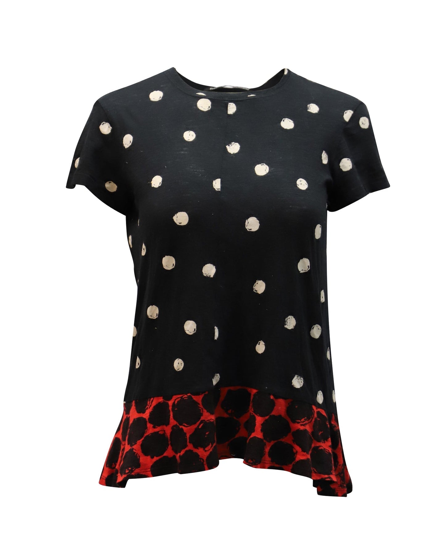 Women's Proenza Schouler Short-Sleeves Polka Dotted-Print T-Shirt in Multicolor Cotton