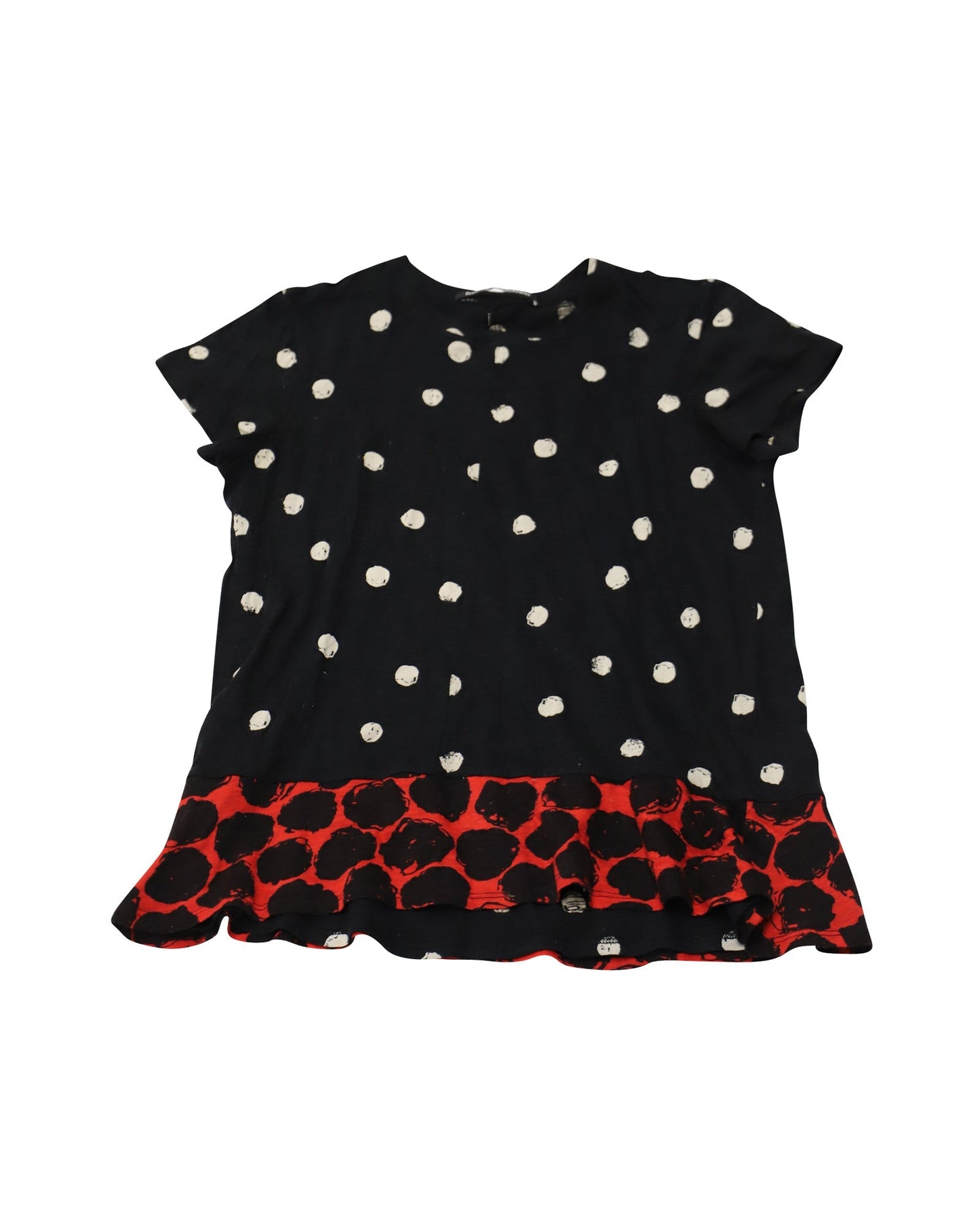 Women's Proenza Schouler Short-Sleeves Polka Dotted-Print T-Shirt in Multicolor Cotton