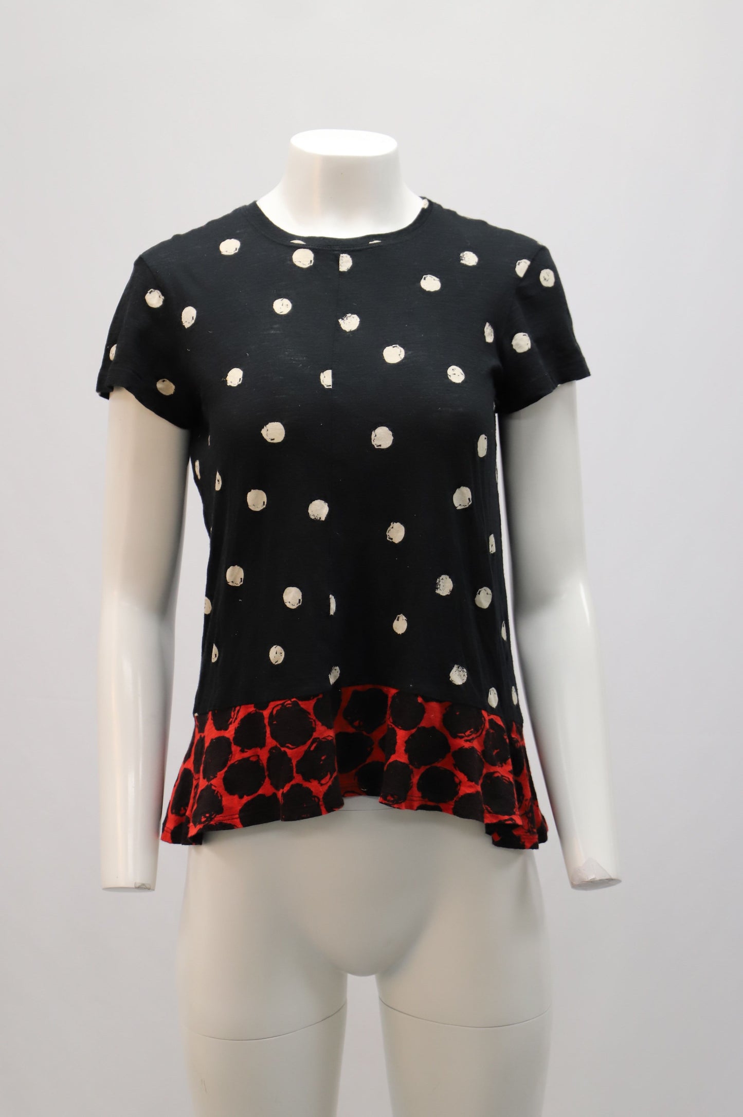 Women's Proenza Schouler Short-Sleeves Polka Dotted-Print T-Shirt in Multicolor Cotton