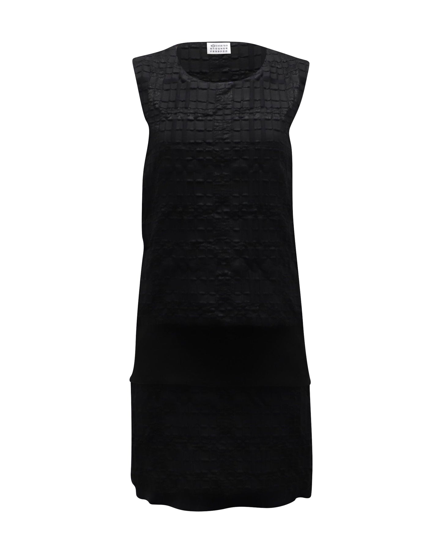Women's Maison Margiela Waffle Print Shift Dress in Black Polyester Viscose