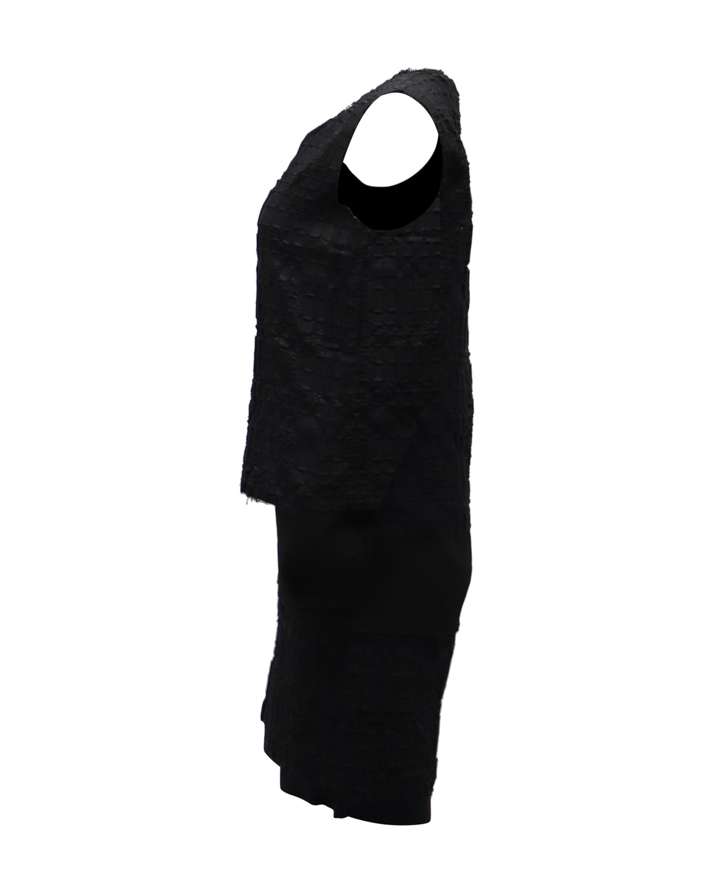 Women's Maison Margiela Waffle Print Shift Dress in Black Polyester Viscose