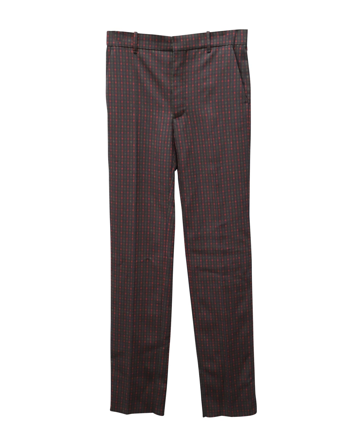 Women's Balenciaga Classic Fit Plaid Trousers in Multicolor Polyester