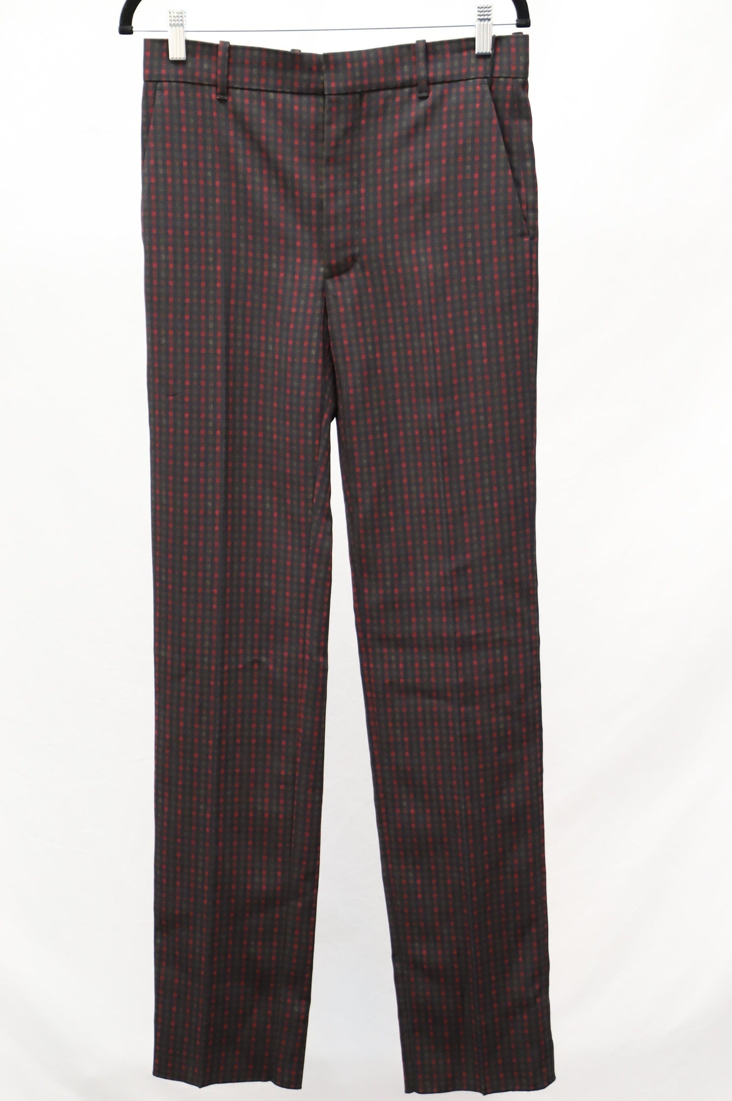 Women's Balenciaga Classic Fit Plaid Trousers in Multicolor Polyester