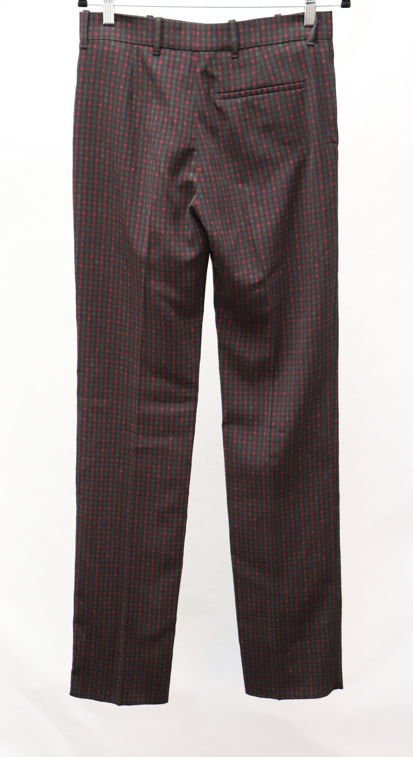 Women's Balenciaga Classic Fit Plaid Trousers in Multicolor Polyester