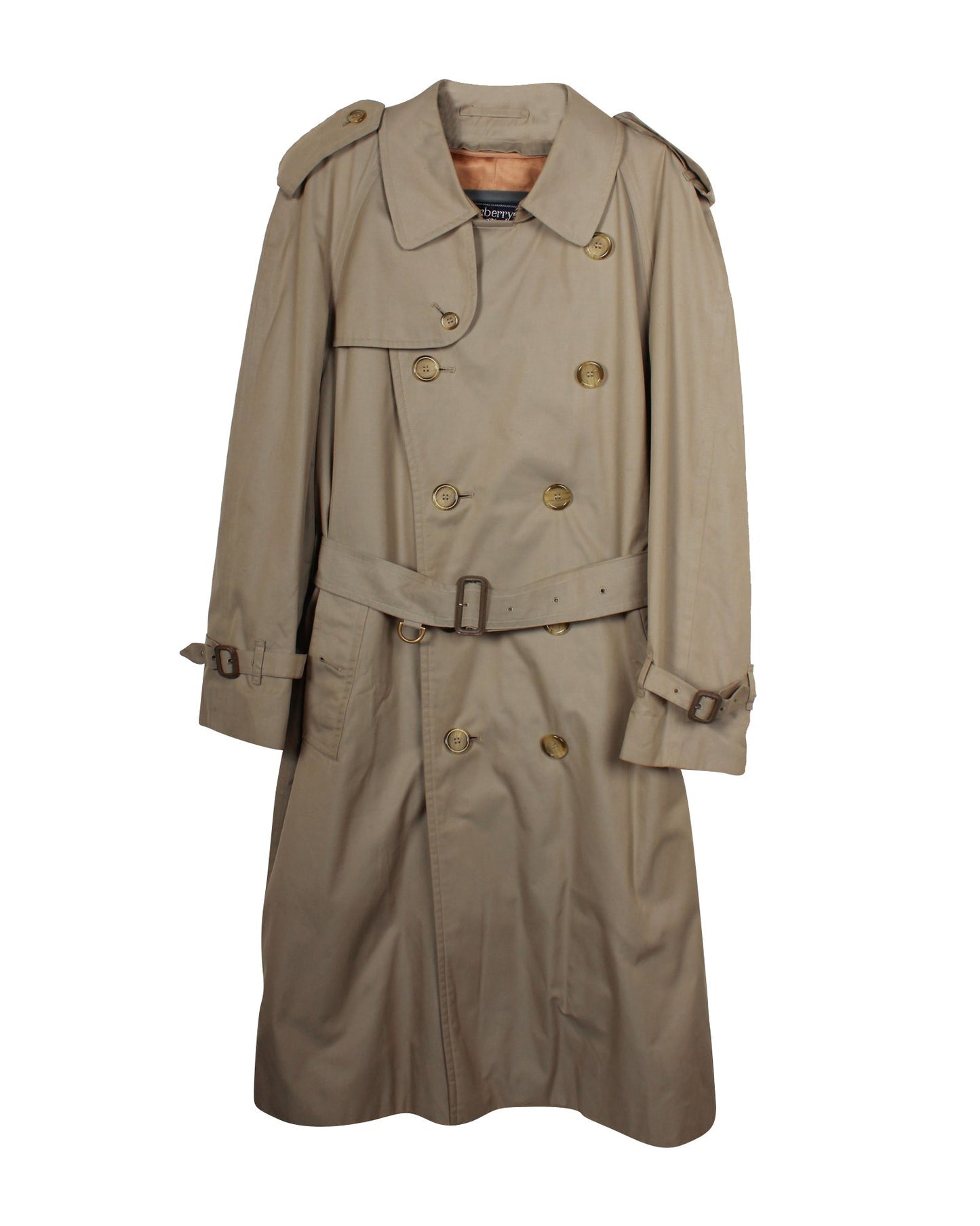 Men's Burberry Double-Breasted Trench Coat in Khaki Wool
