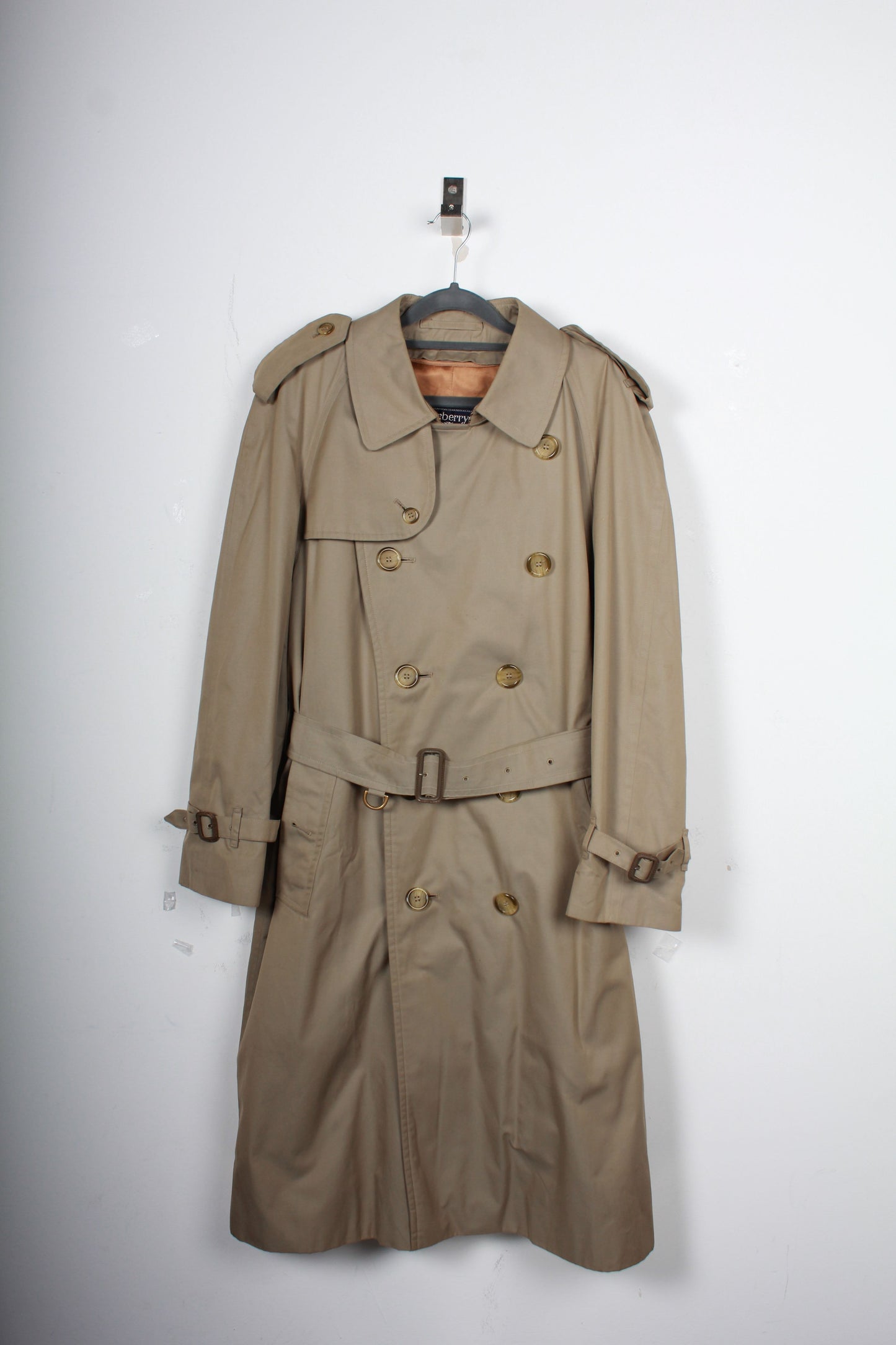 Men's Burberry Double-Breasted Trench Coat in Khaki Wool