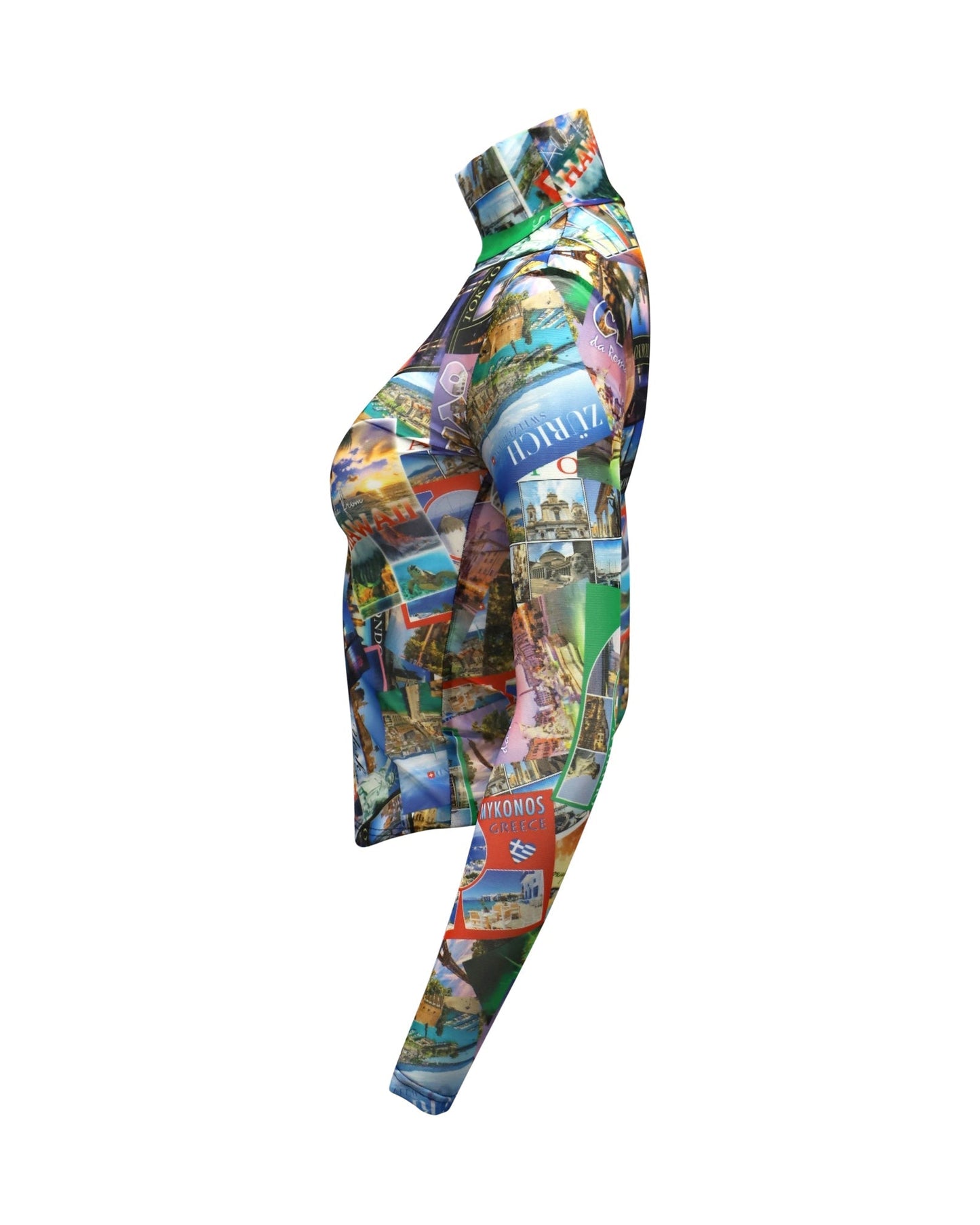 Women's Balenciaga Postcard Turtleneck in Multicolor Polyamide