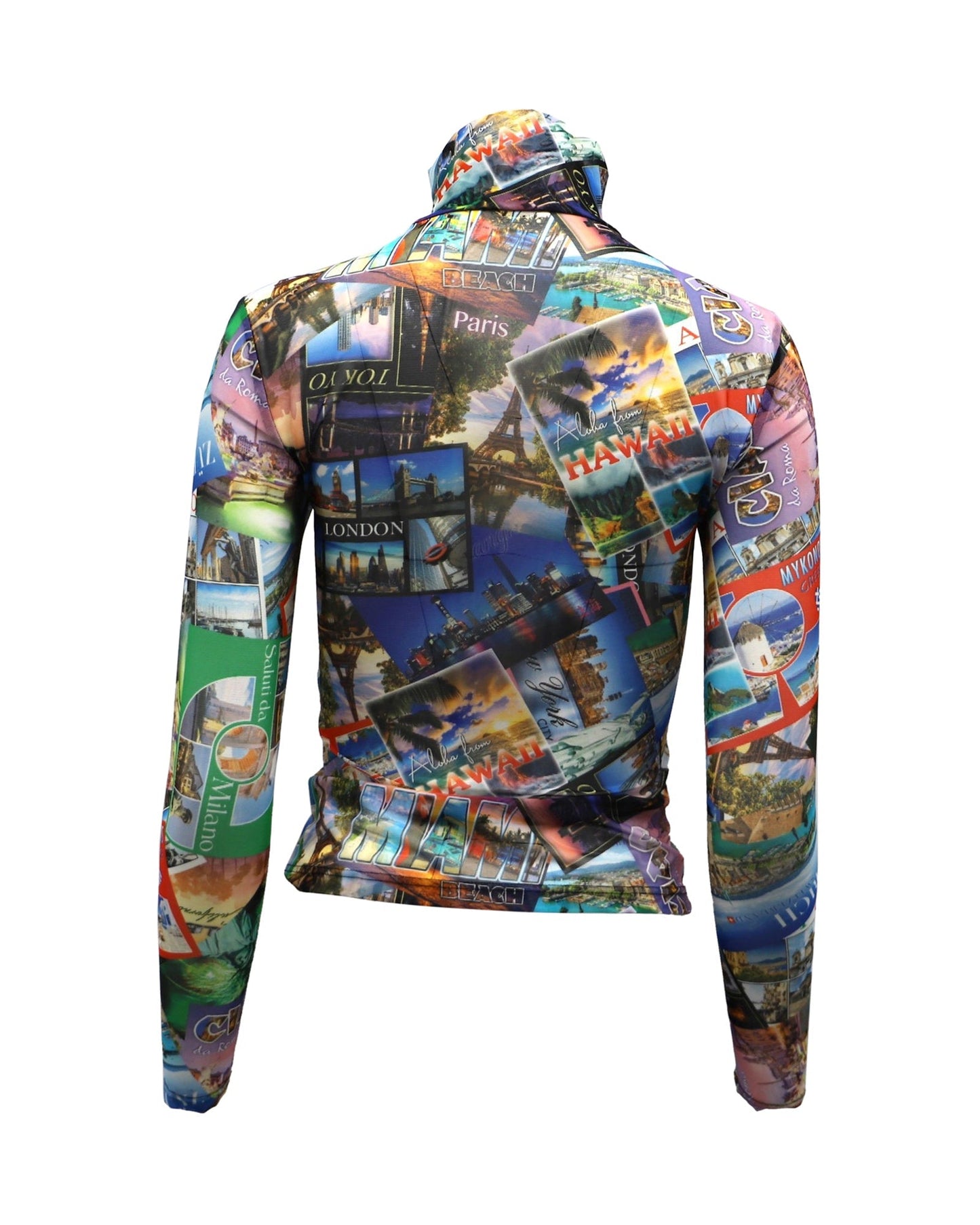 Women's Balenciaga Postcard Turtleneck in Multicolor Polyamide