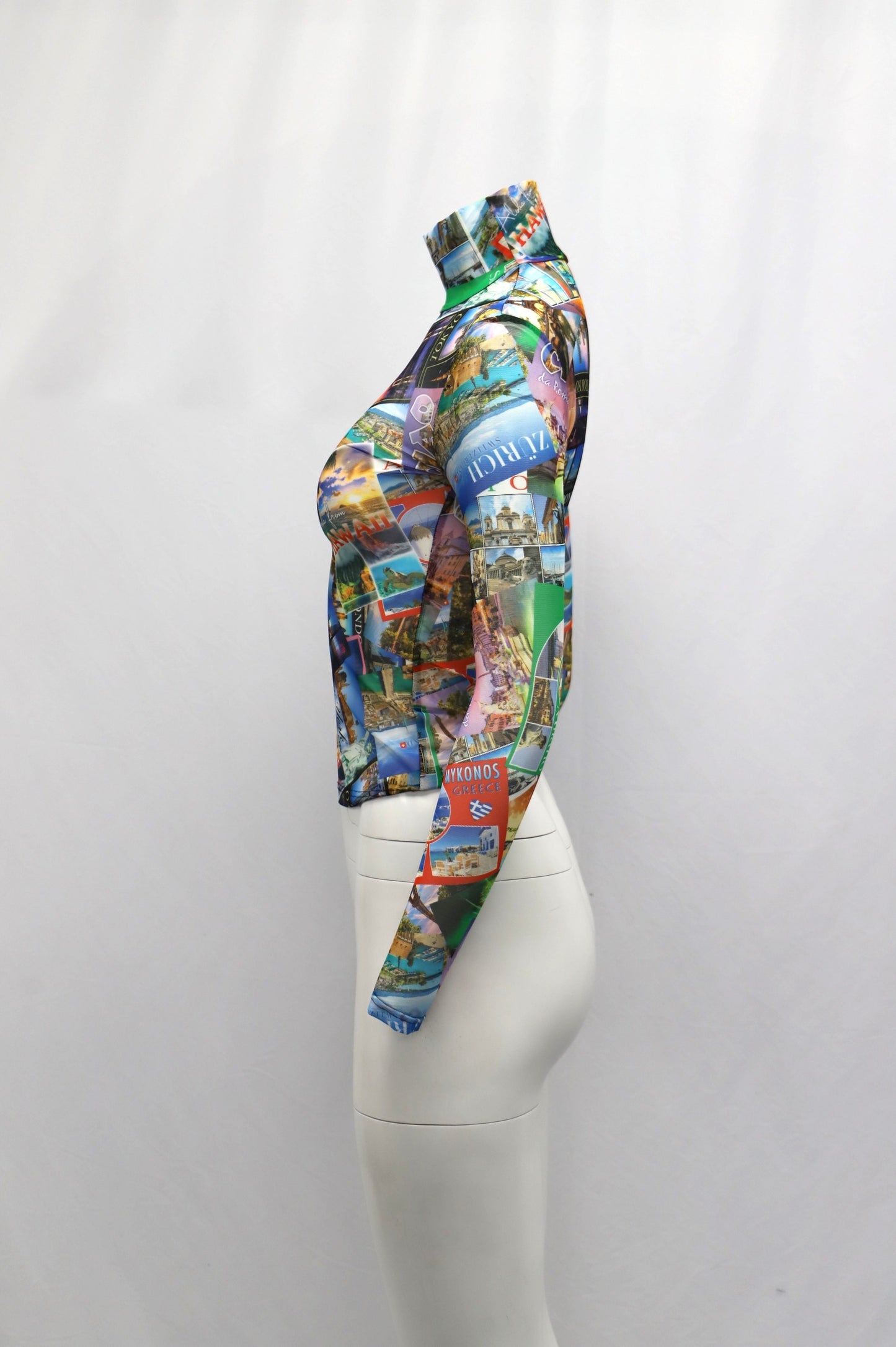 Women's Balenciaga Postcard Turtleneck in Multicolor Polyamide