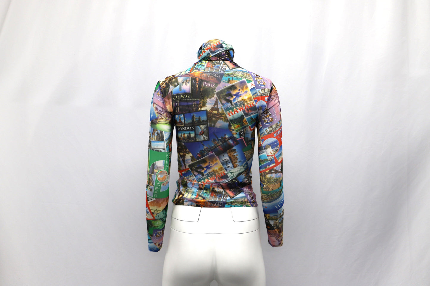 Women's Balenciaga Postcard Turtleneck in Multicolor Polyamide