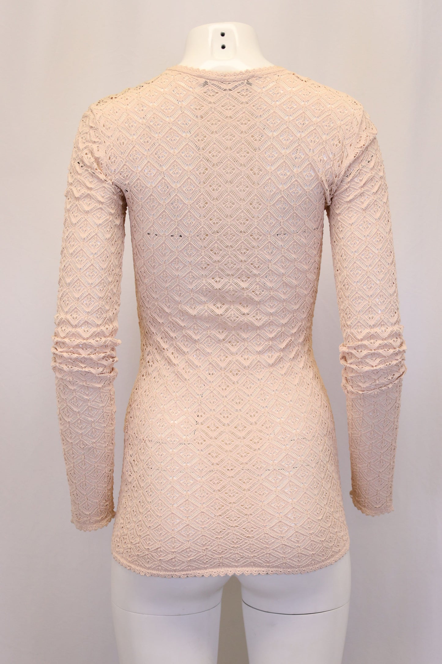 Women's Dolce & Gabbana Crochet Long Sleeve Top in Pastel Pink Viscose