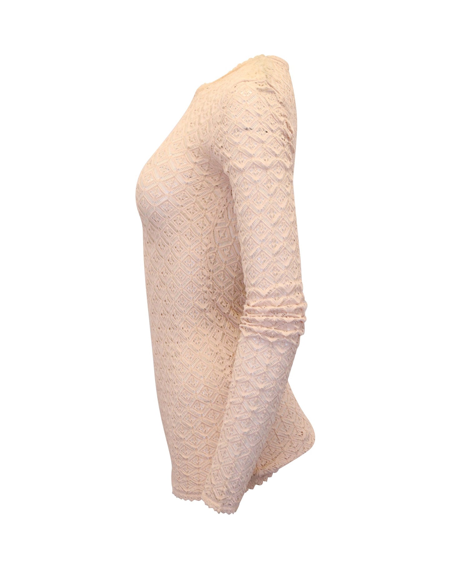 Women's Dolce & Gabbana Crochet Long Sleeve Top in Pastel Pink Viscose