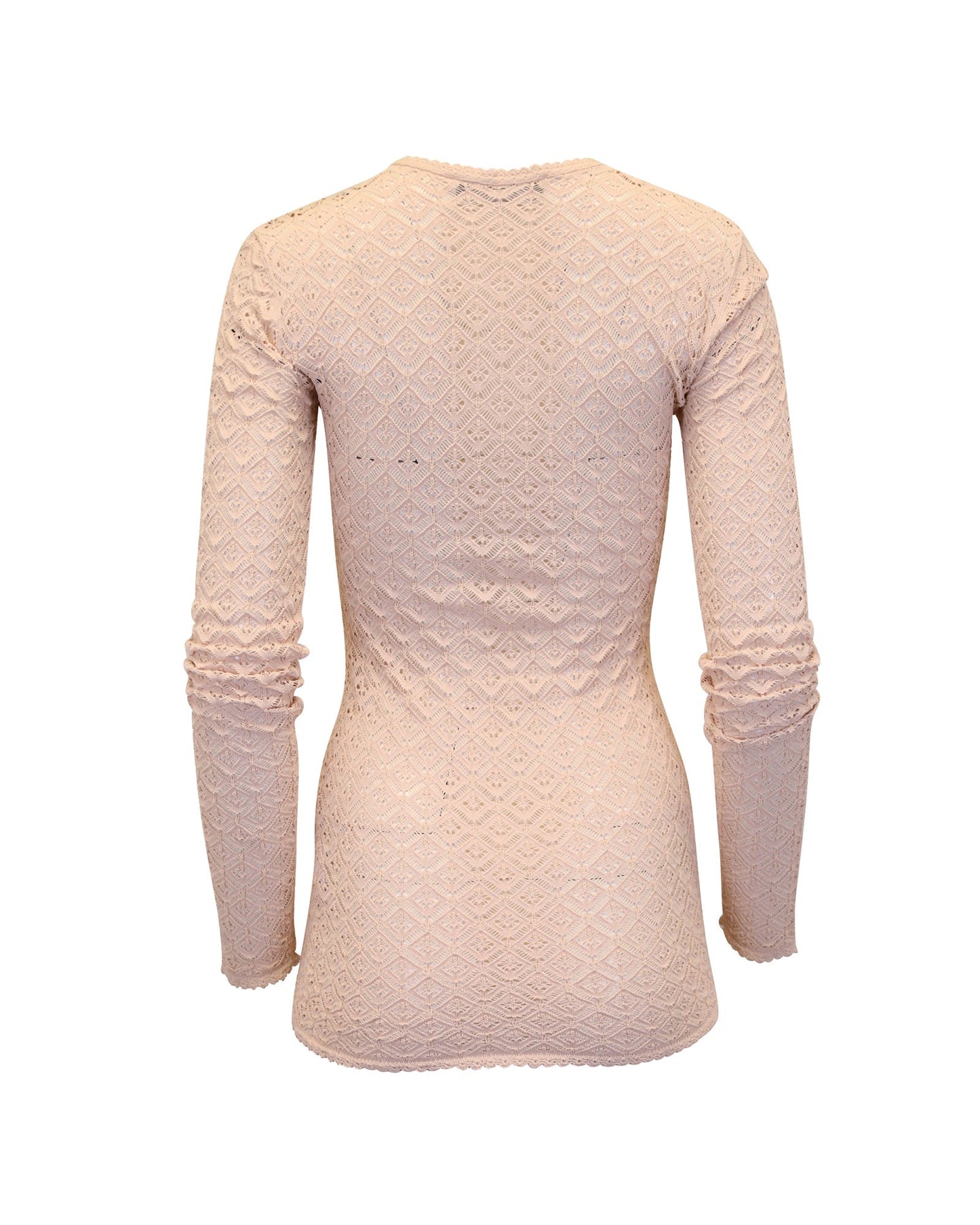 Women's Dolce & Gabbana Crochet Long Sleeve Top in Pastel Pink Viscose