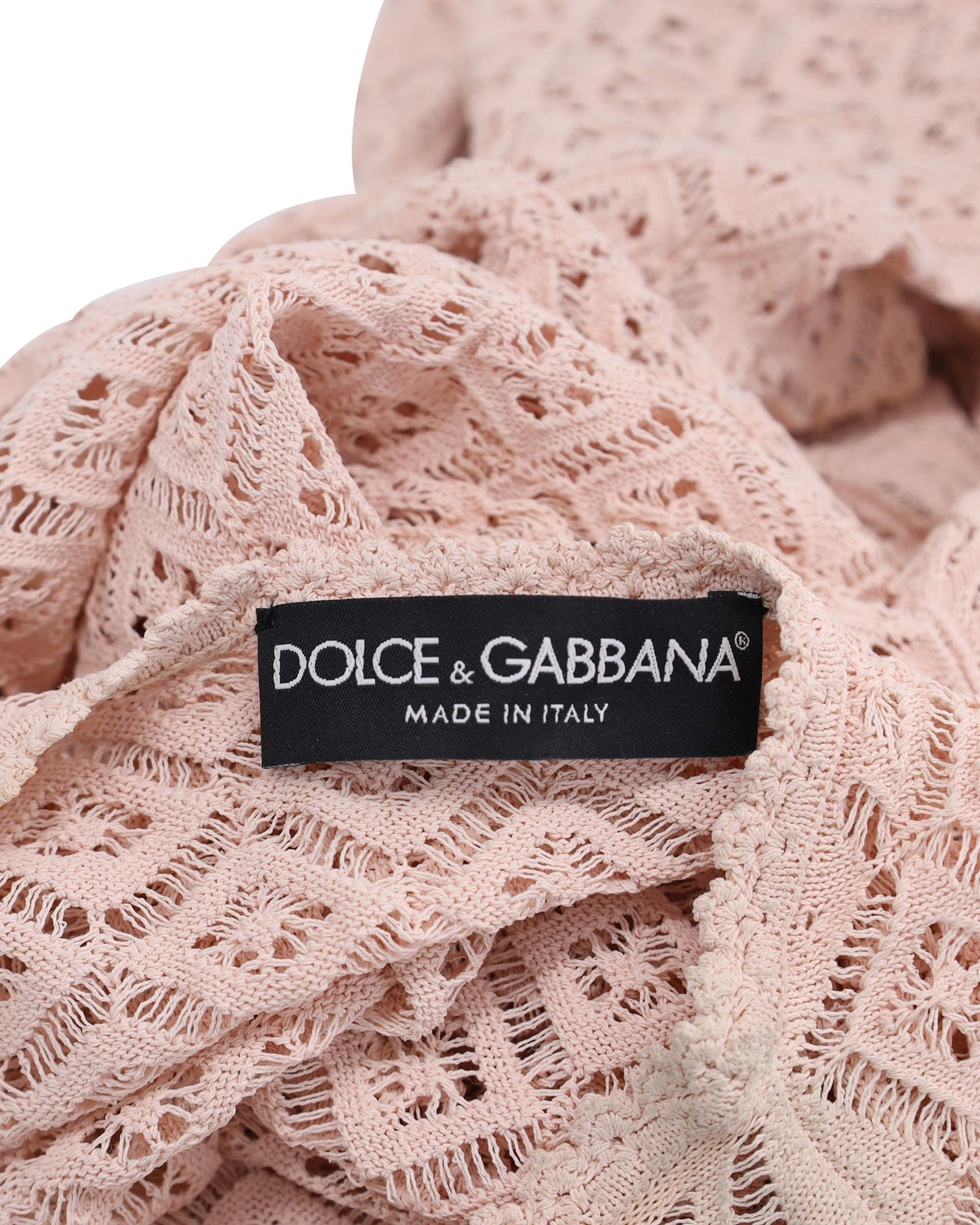 Women's Dolce & Gabbana Crochet Long Sleeve Top in Pastel Pink Viscose